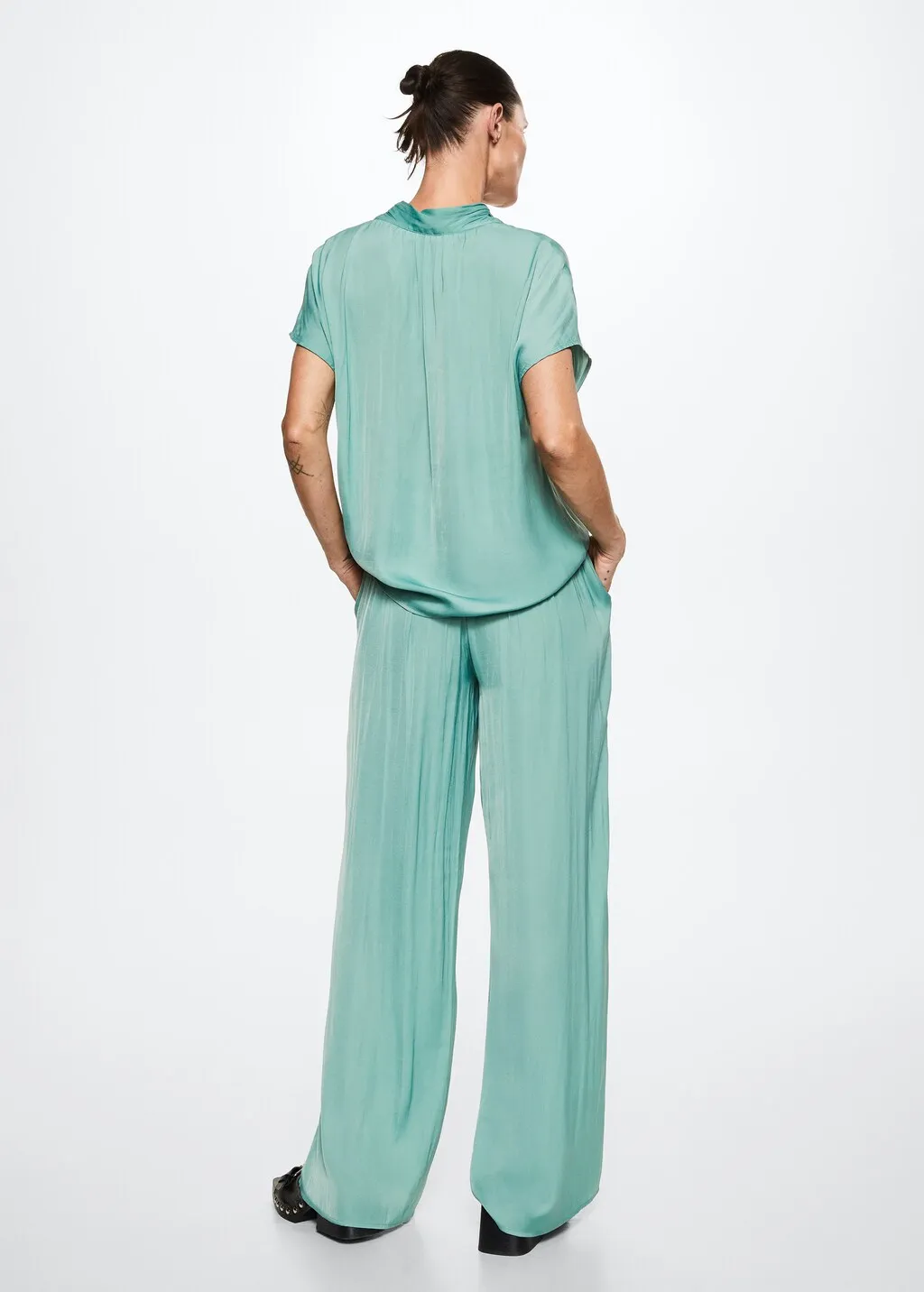 Pantaloni vita elasticizzata satinati