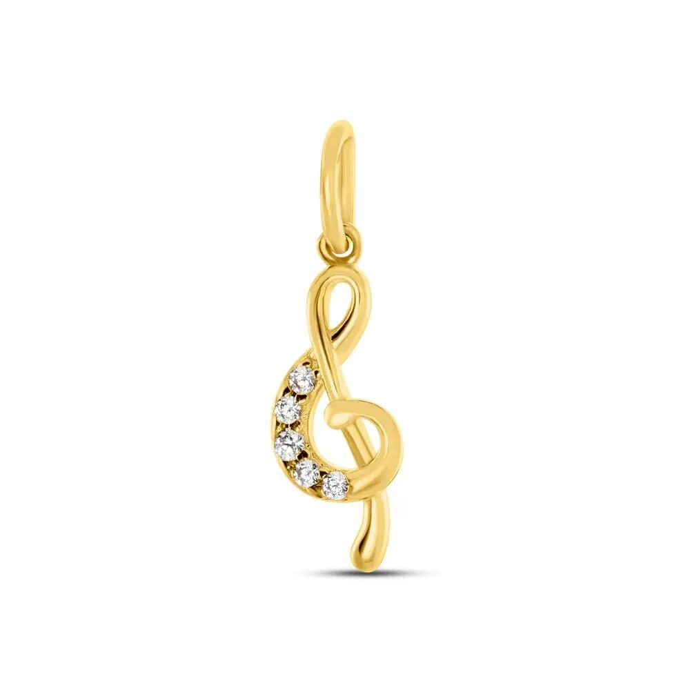 Pendente Nota Musicale Poème Oro Giallo 375/1000 Cubic Zirconia Bianco 1415965