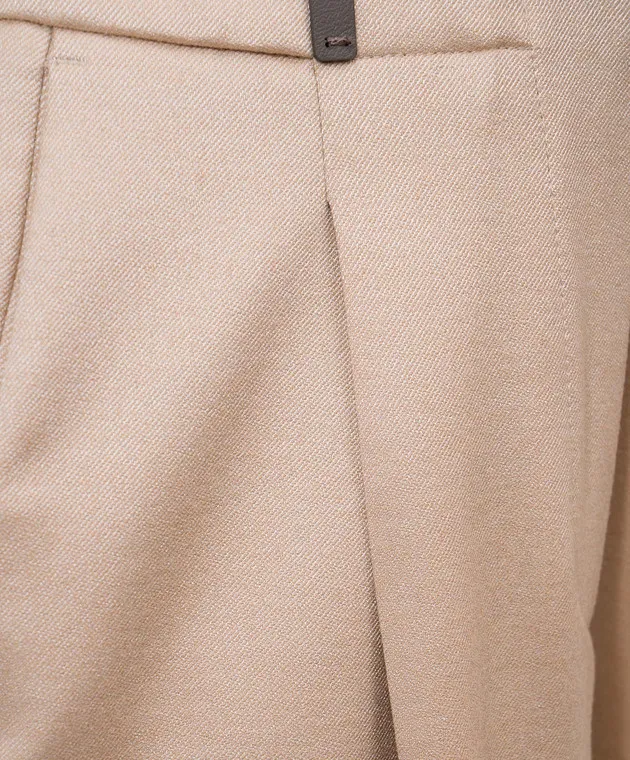 Peserico Pantaloni beige in lana con catena monil A04579D06514