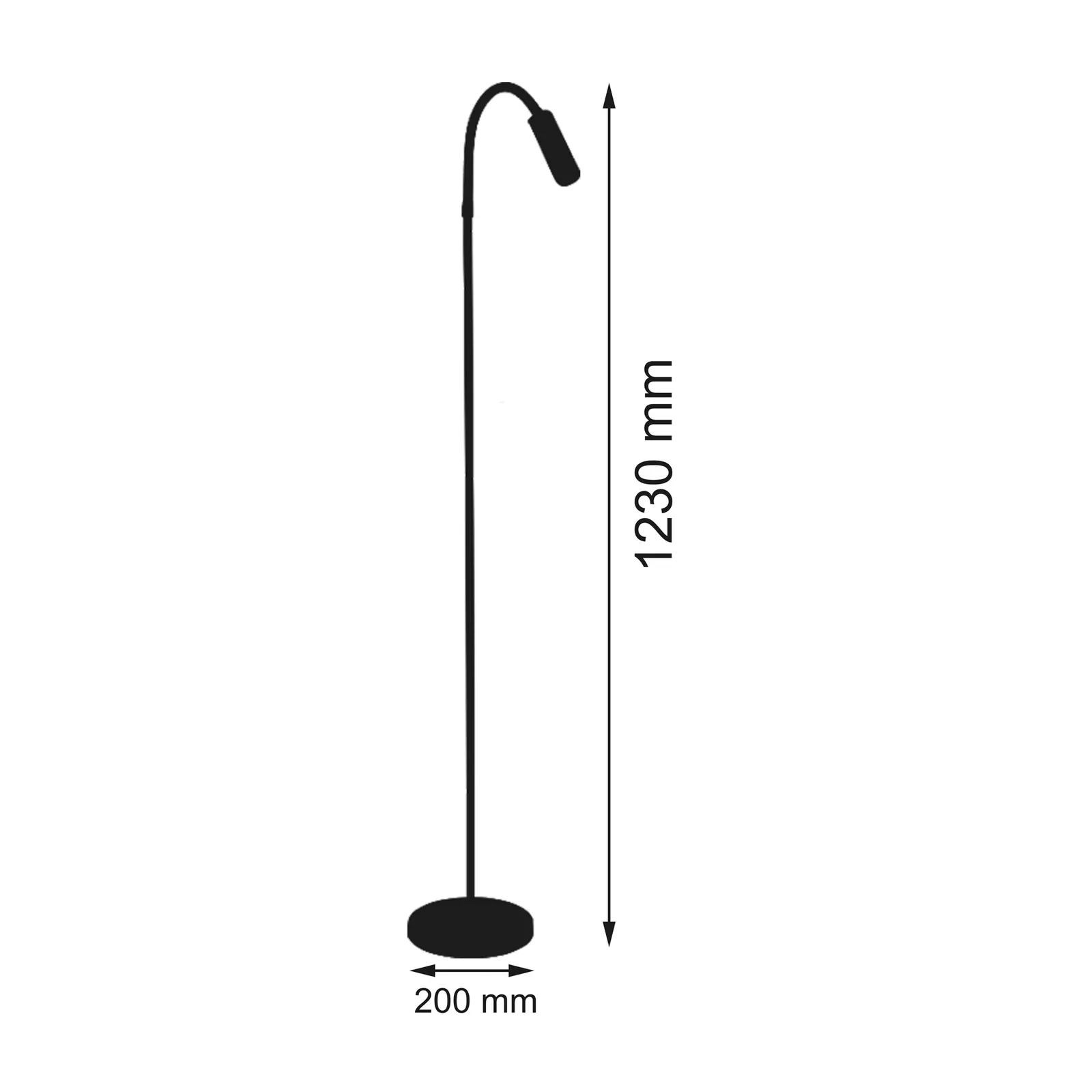 Piantana LED Rocco, nero satinato braccio grigio
