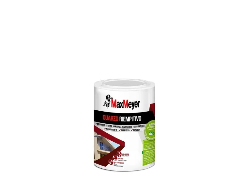 Pittura per esterno traspirante MaxMeyer Quarzo Riempitivo bianco 0,75 l