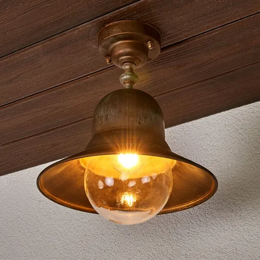 Plafoniera da esterno Marquesa, ottone, vetro, Ø 29 cm