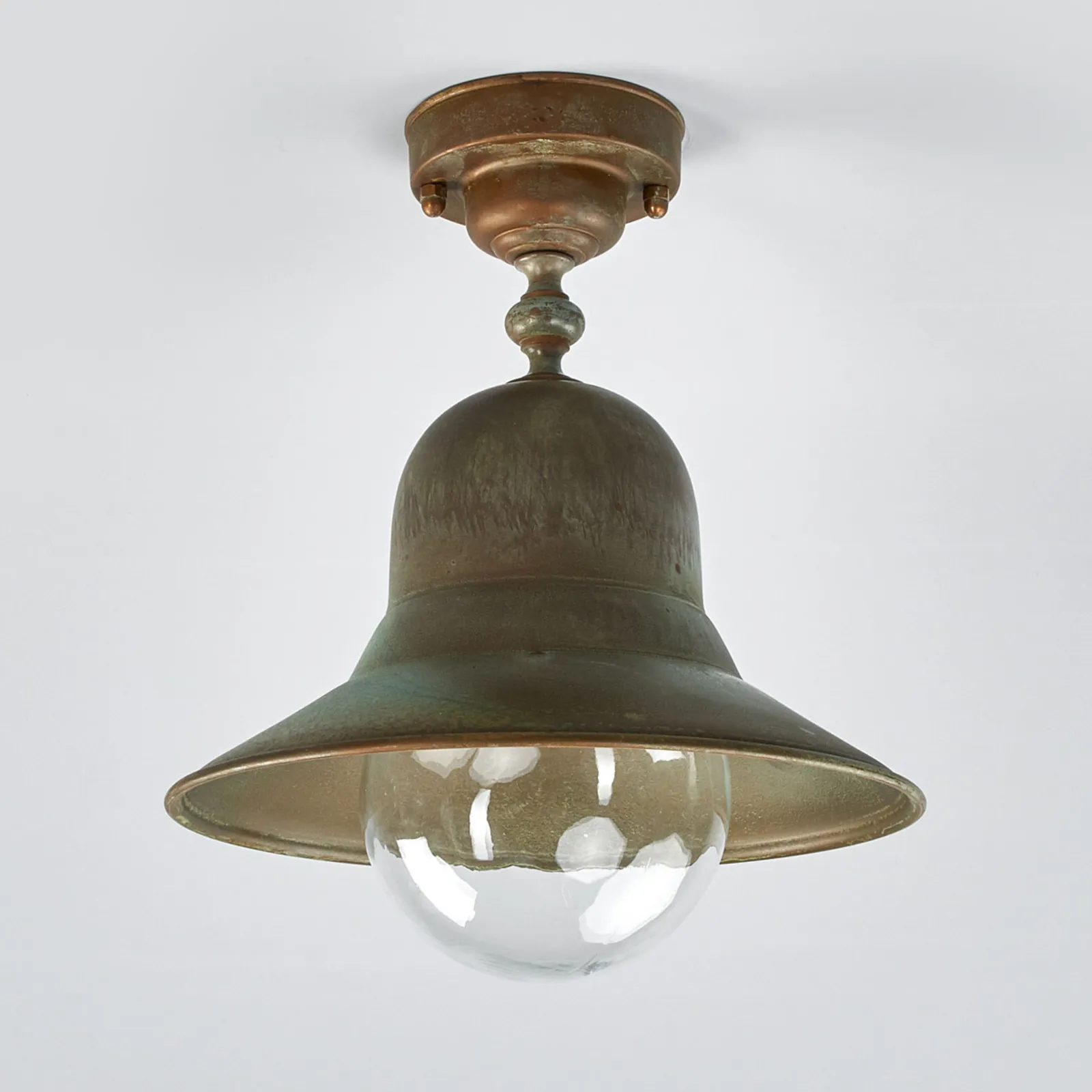 Plafoniera da esterno Marquesa, ottone, vetro, Ø 29 cm