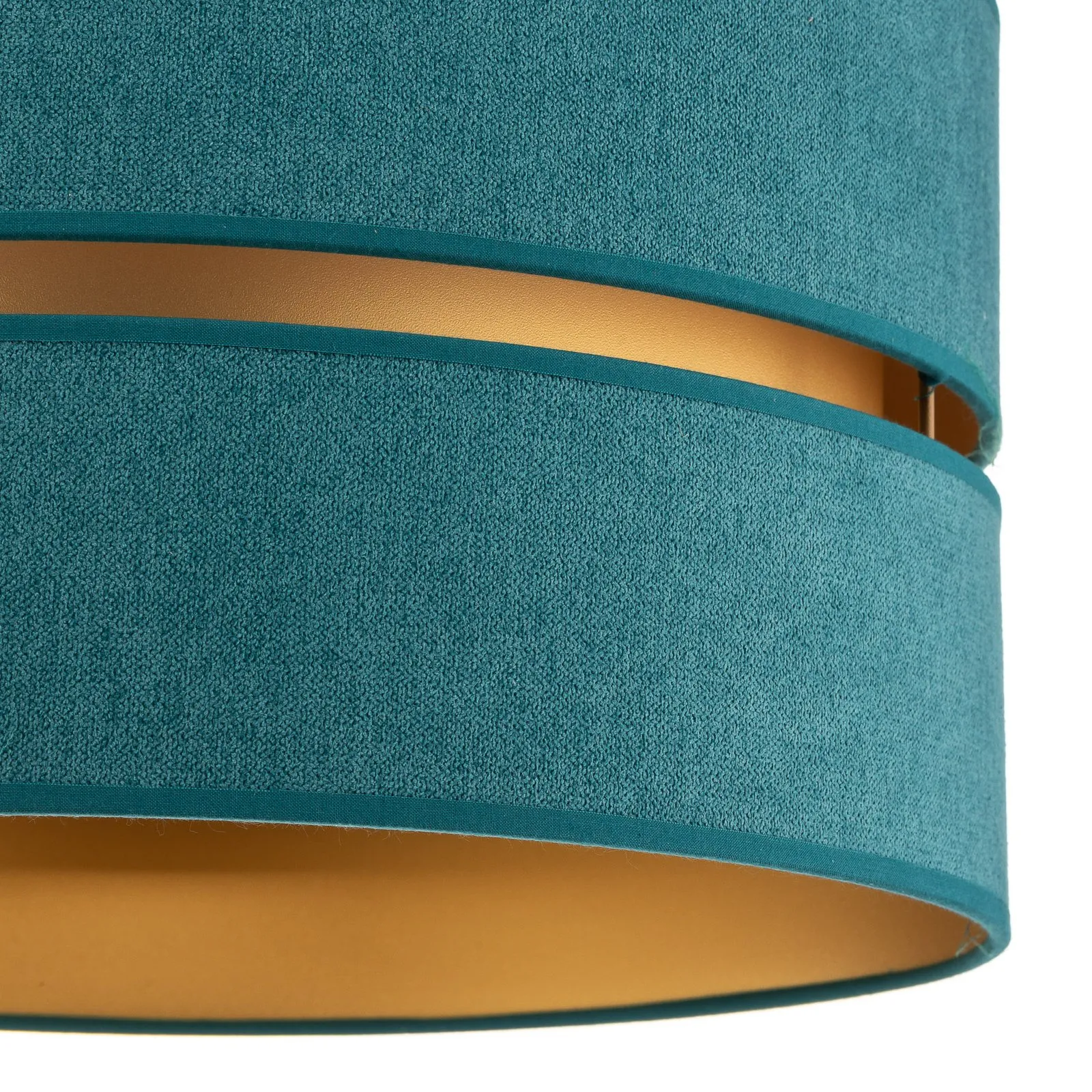 Plafoniera Duo di tessuto, turchese/oro, Ø40cm