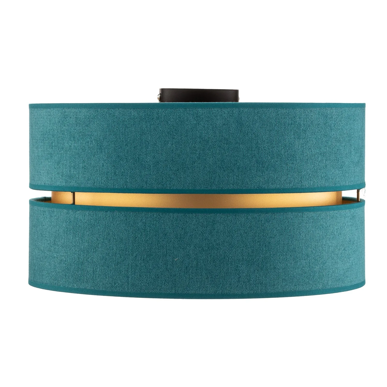 Plafoniera Duo di tessuto, turchese/oro, Ø40cm