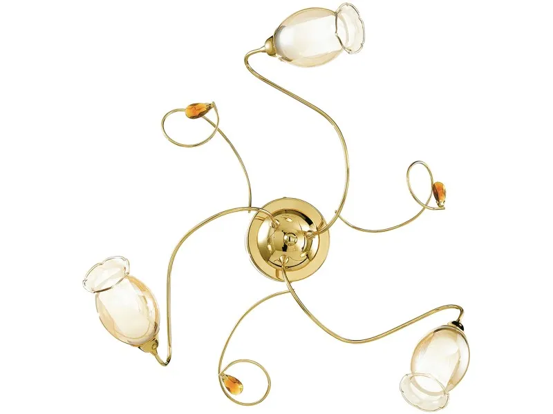 Plafoniera Ely 3 luci oro 53 cm x 53 cm x 20 cm