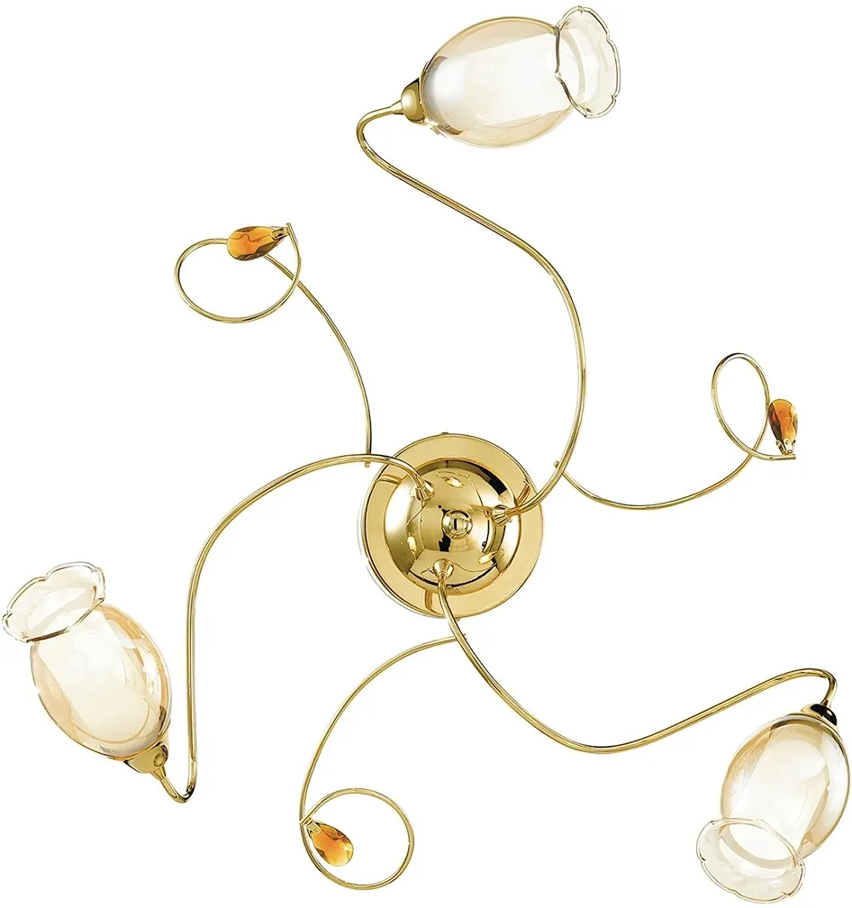 Plafoniera Ely 3 luci oro 53 cm x 53 cm x 20 cm