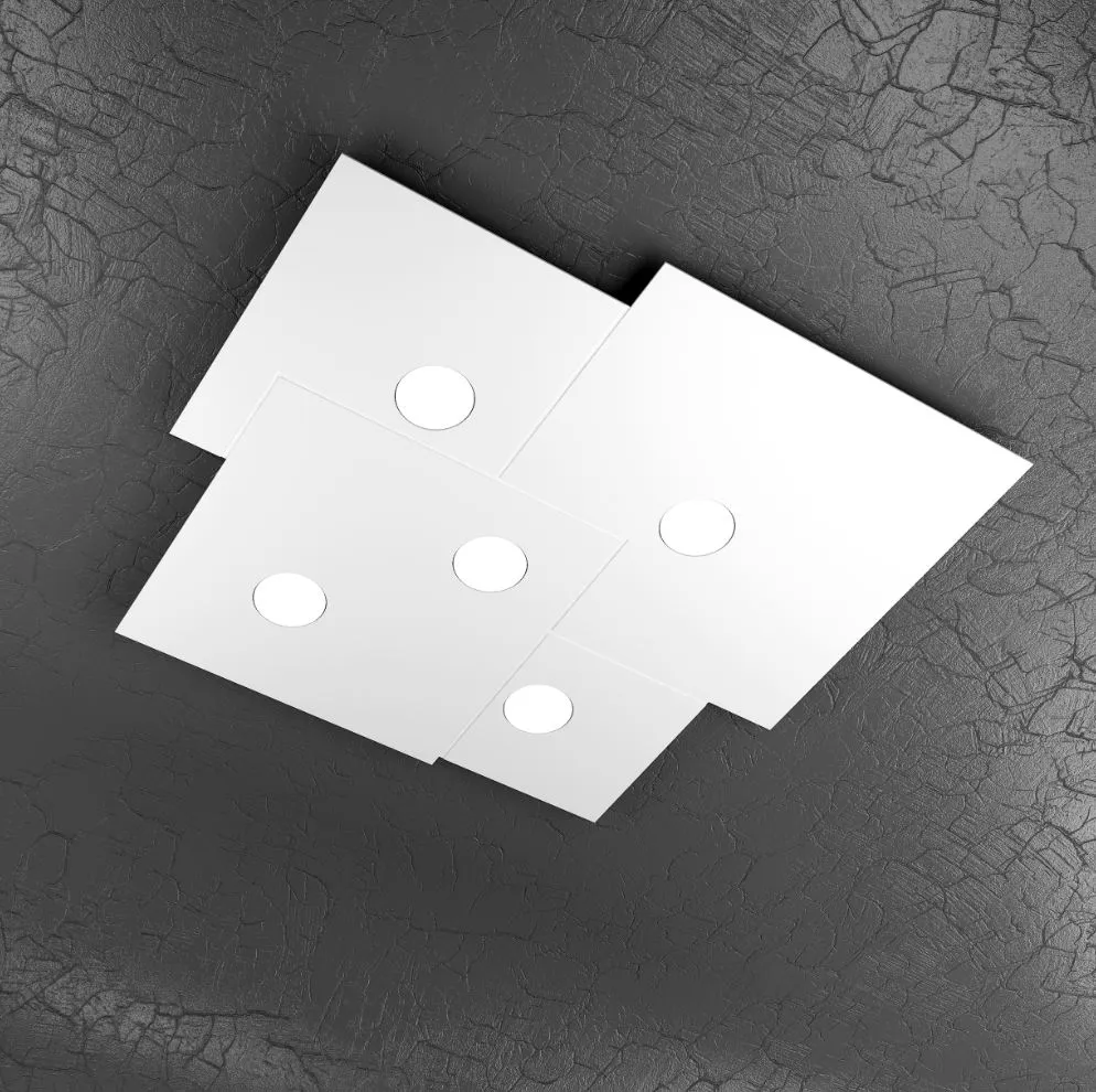 Plafoniera Led Gx53 5 Luci Moderna Squadrata Per Ufficio Plate 1129 PL5 Top Light