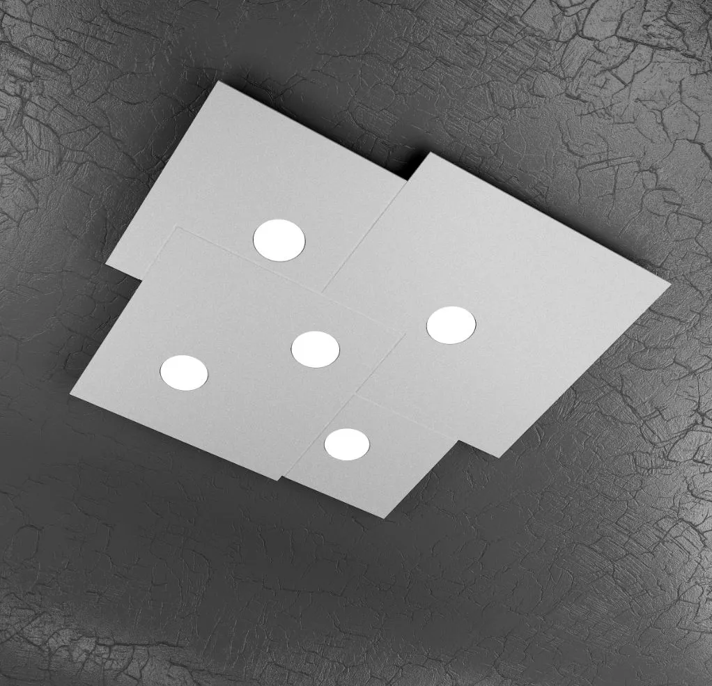 Plafoniera Led Gx53 5 Luci Moderna Squadrata Per Ufficio Plate 1129 PL5 Top Light