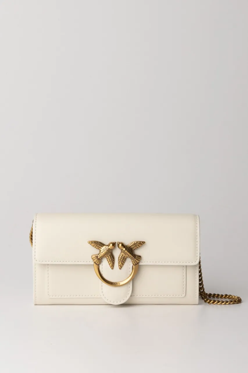 Pochette Love One Wallet BIANCO SETA-ANTIQUE GOLD