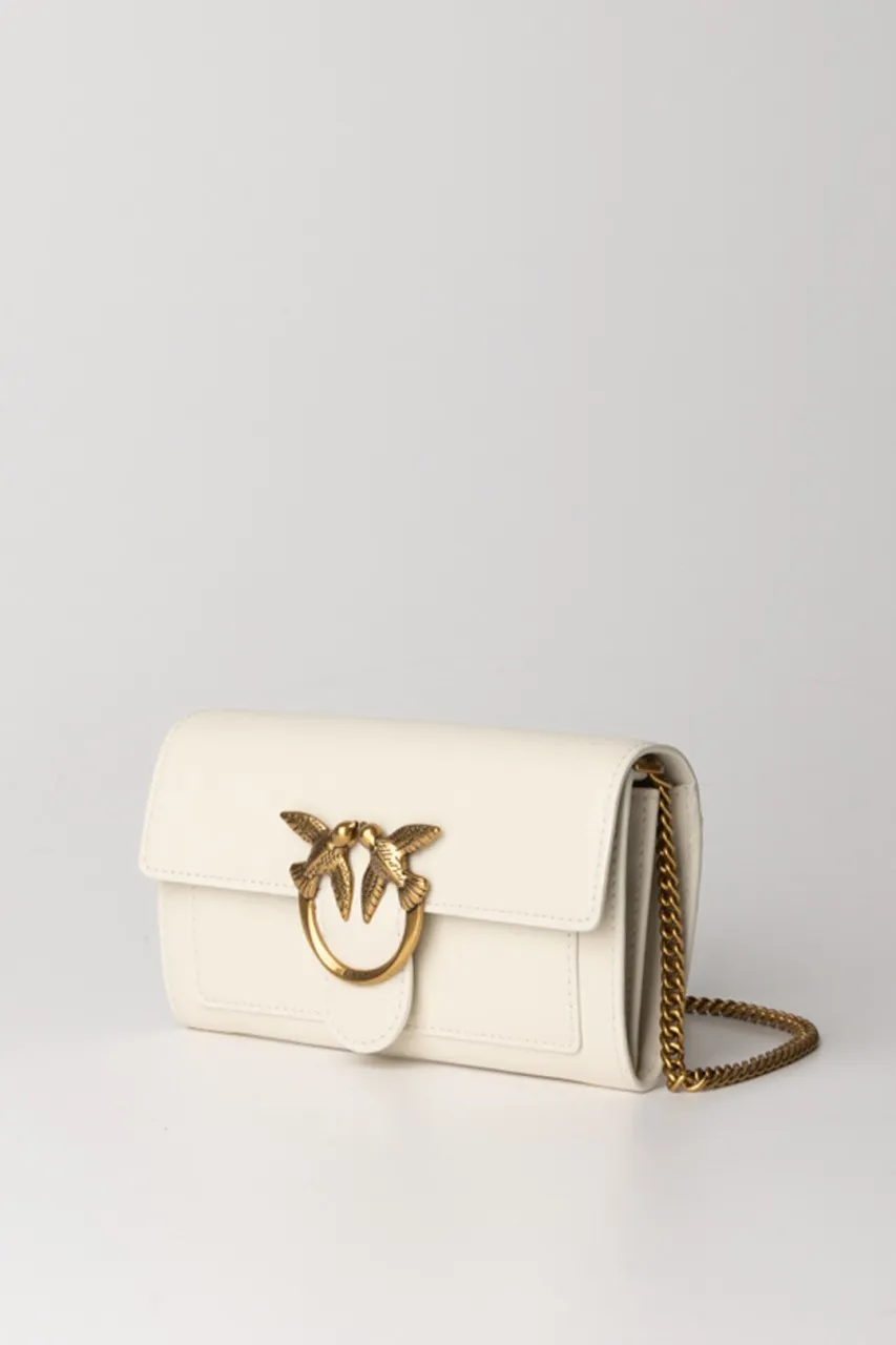 Pochette Love One Wallet BIANCO SETA-ANTIQUE GOLD