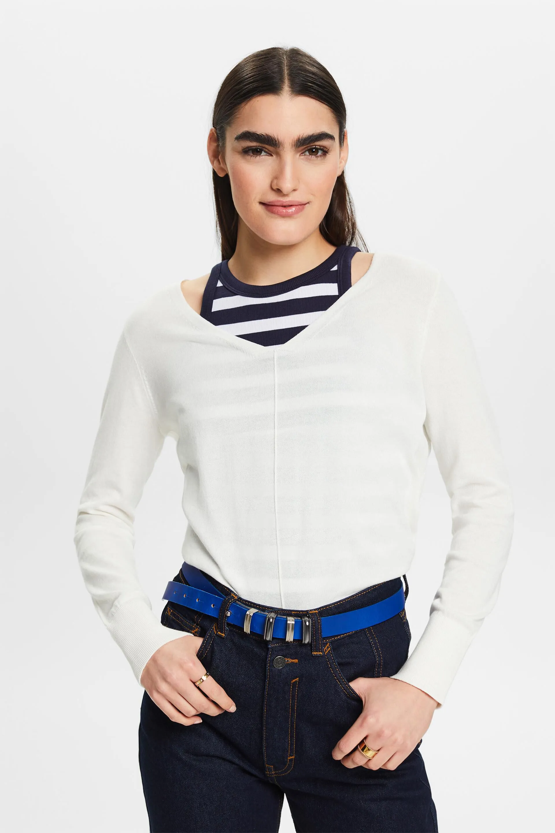 Pullover in cotone con scollo a V