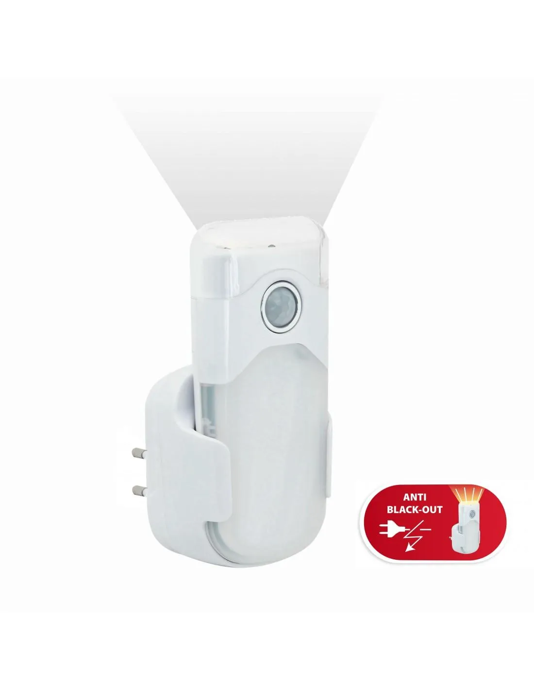 Punto luce notturna con PIR + luce anti black out + torcia led led spina italiana 