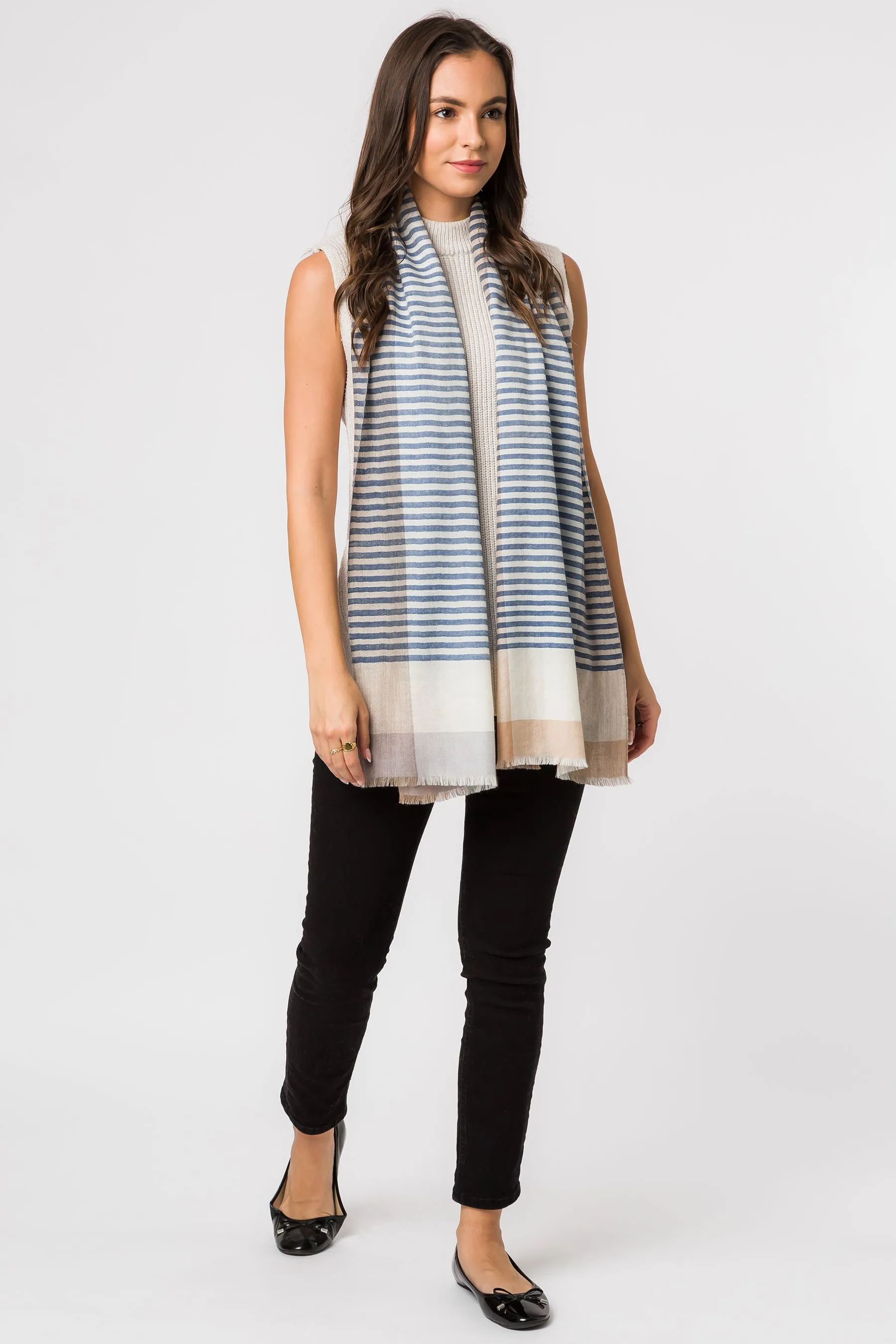 Pure Luxuries London Blu - Accent Cashmere e lana merino - Pashmina