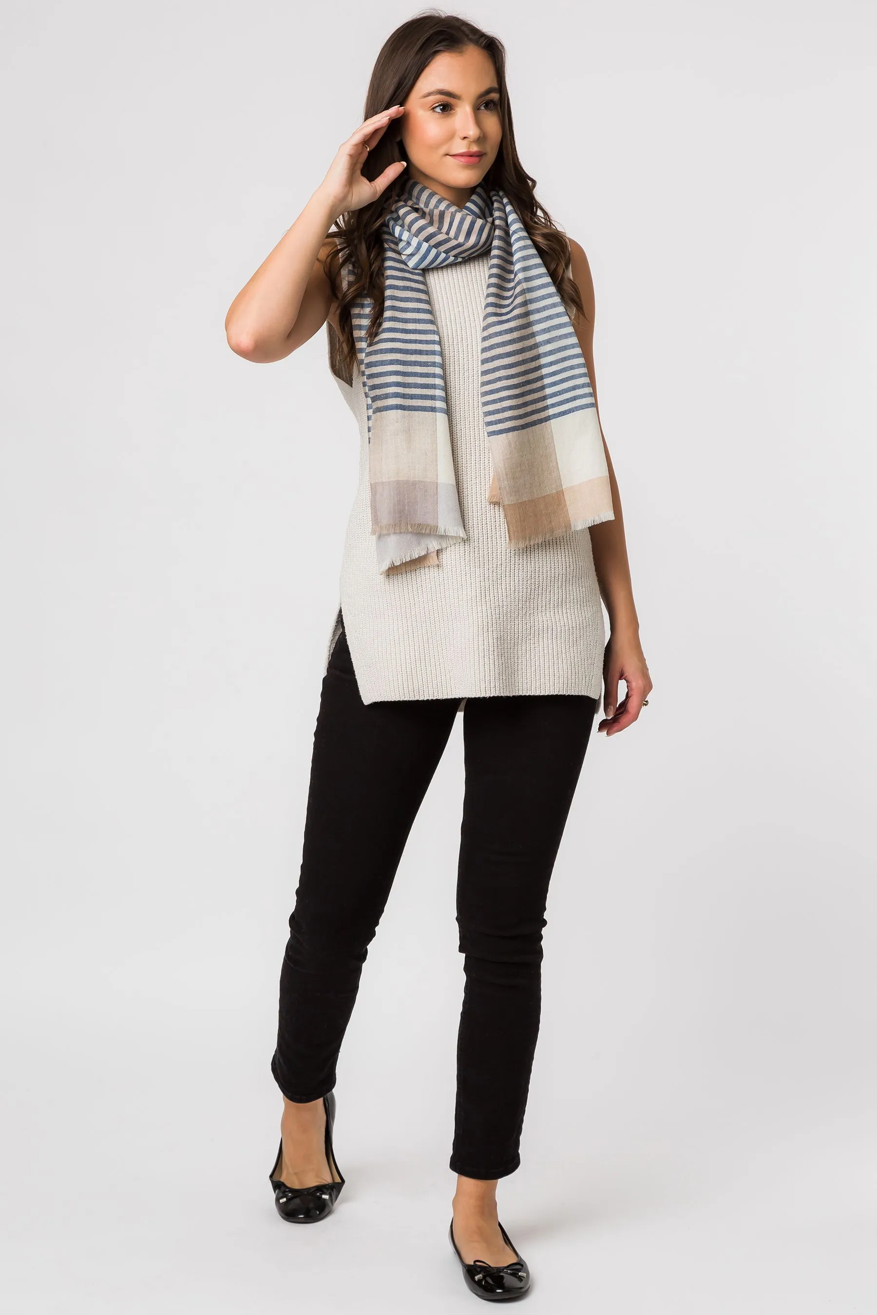 Pure Luxuries London Blu - Accent Cashmere e lana merino - Pashmina