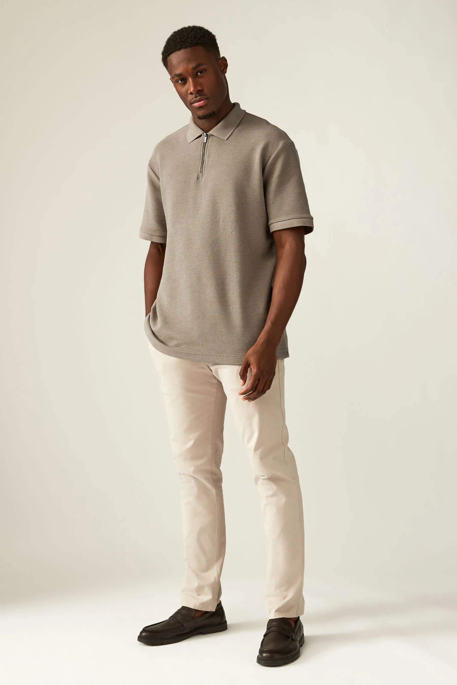 Relaxed Fit Ottoman Texture Polo Shirt    
