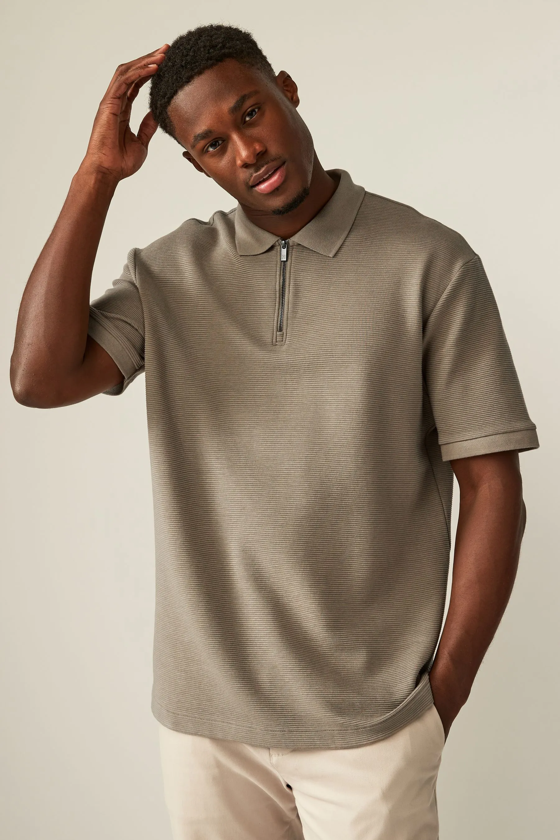 Relaxed Fit Ottoman Texture Polo Shirt    