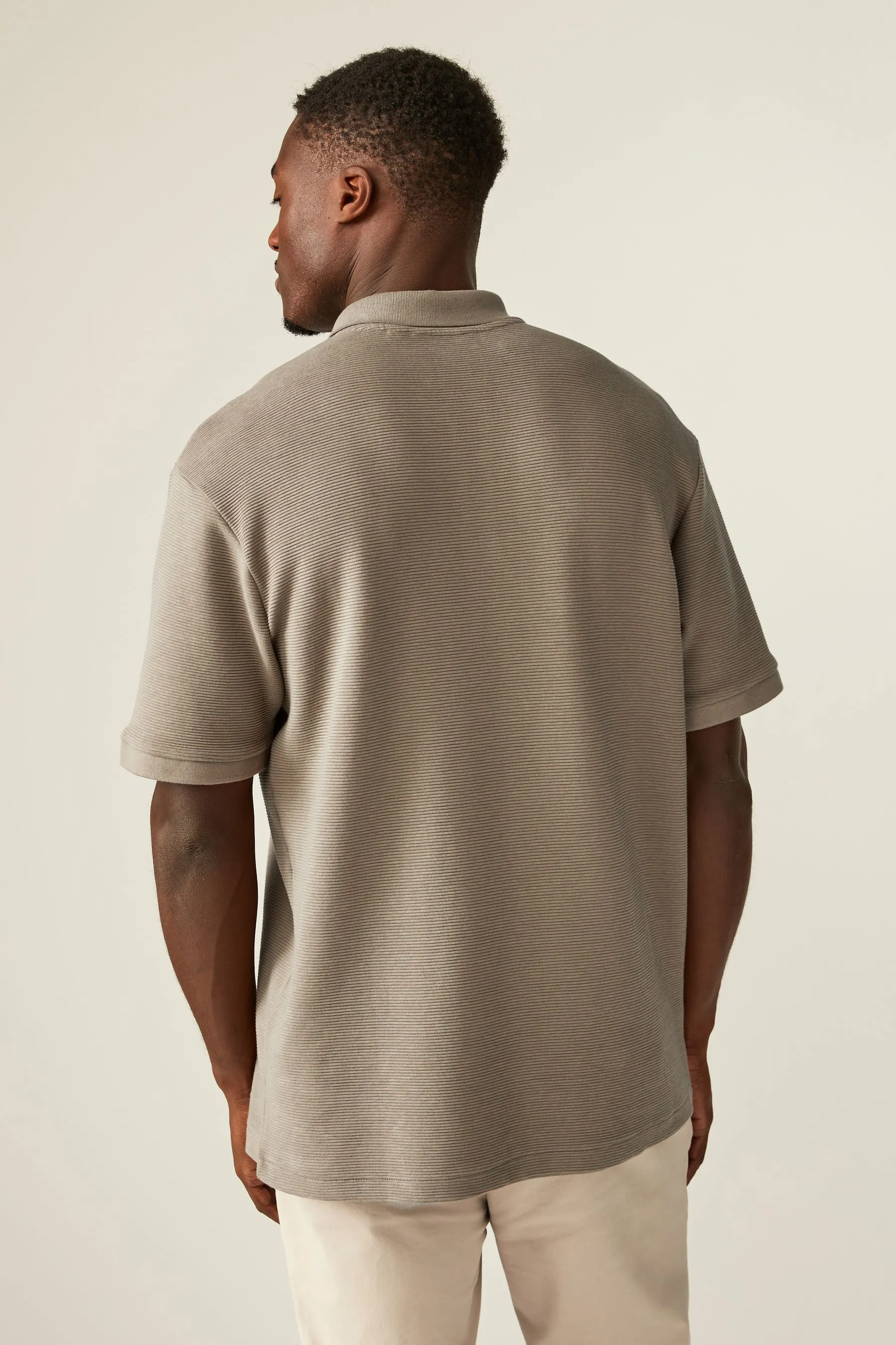 Relaxed Fit Ottoman Texture Polo Shirt    