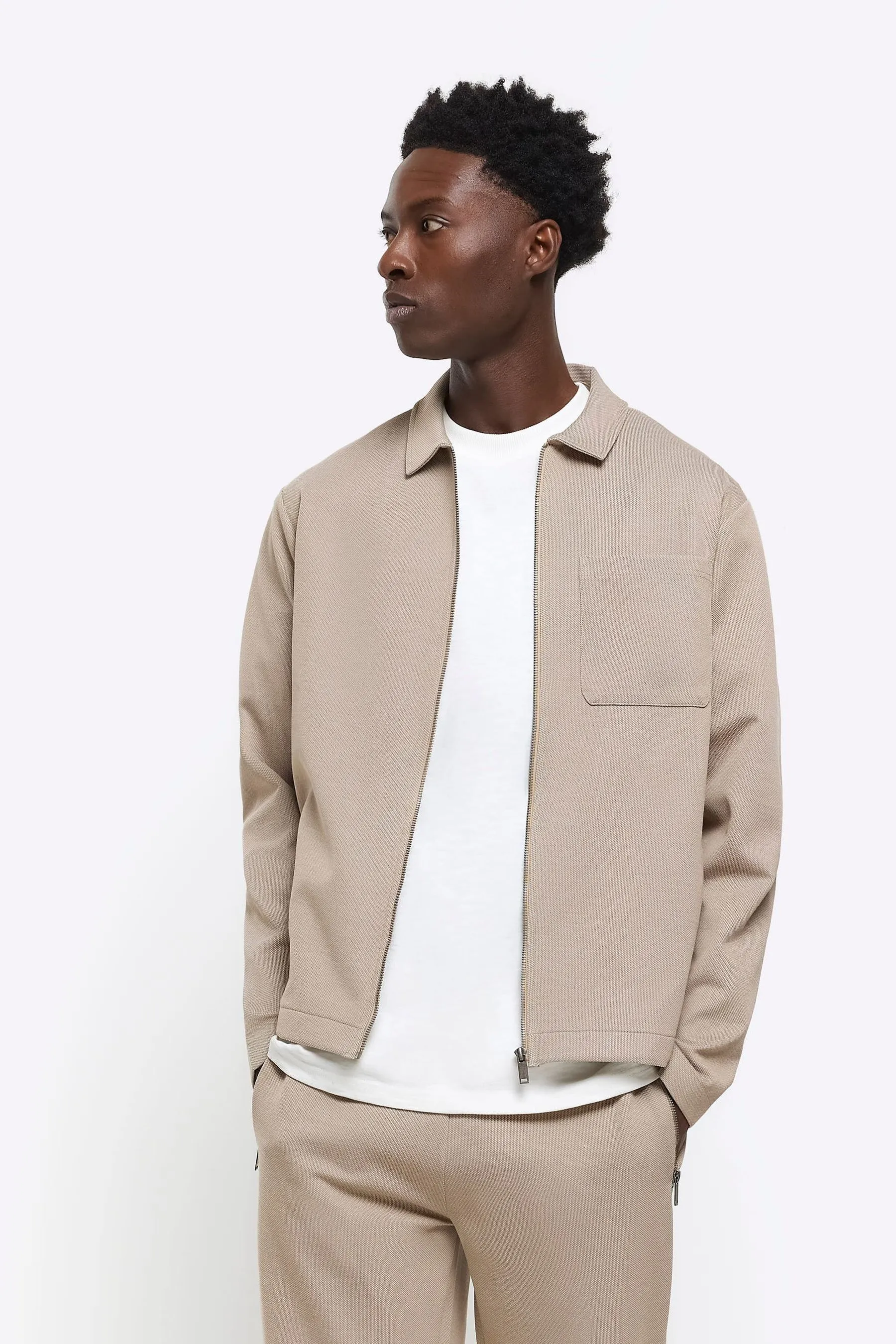 River Island Vestibilità attillata / Slim - Giacca stile camicia elegante testurizzata