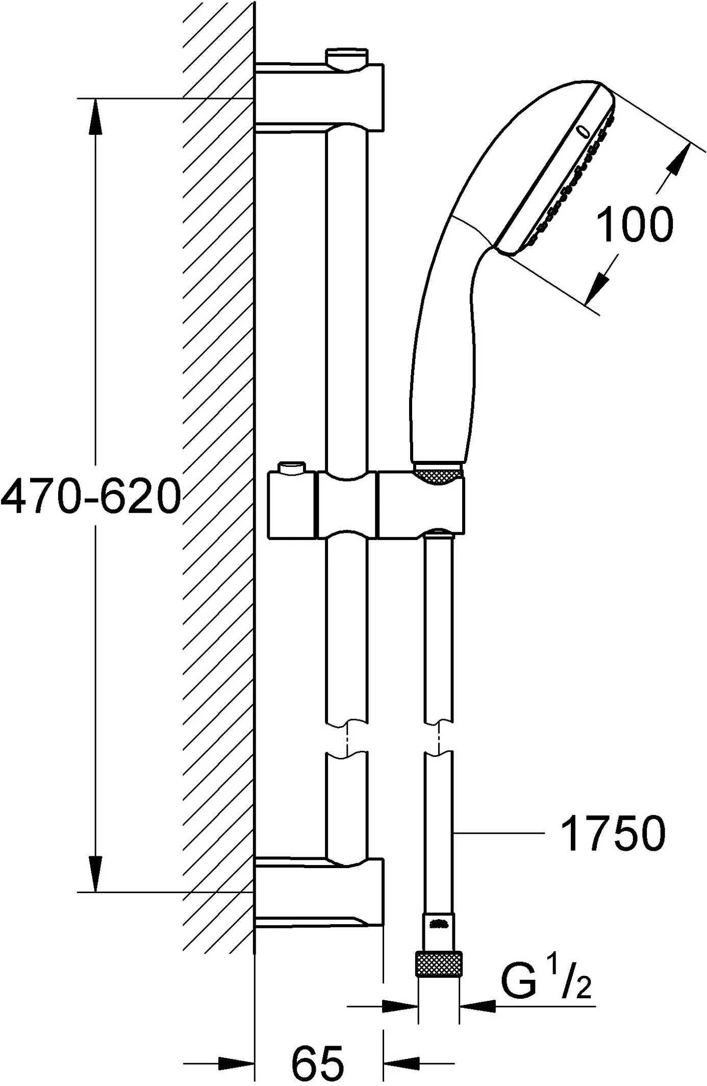 Saliscendi doccia con soffione Grohe Vitalio Start 100 nero 2 getti