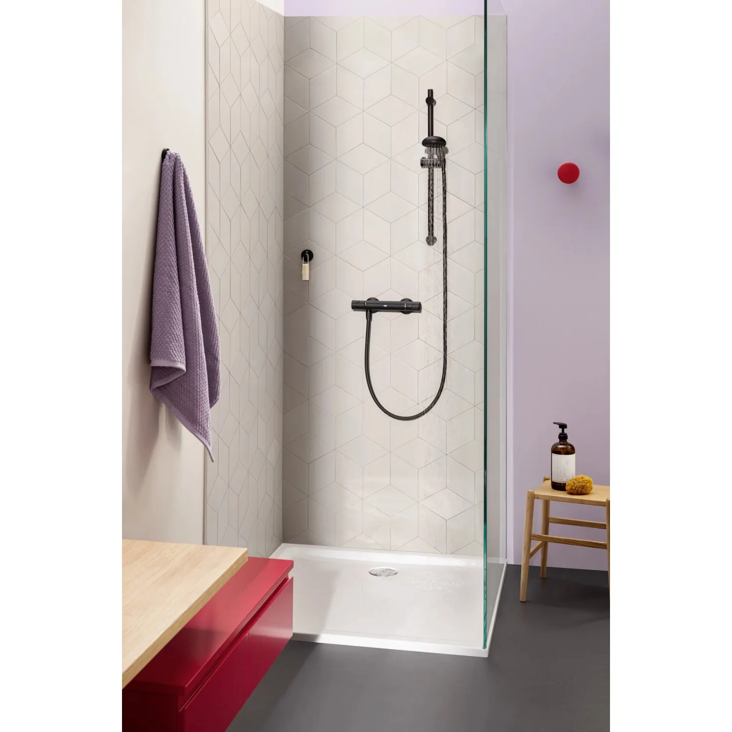 Saliscendi doccia con soffione Grohe Vitalio Start 100 nero 2 getti