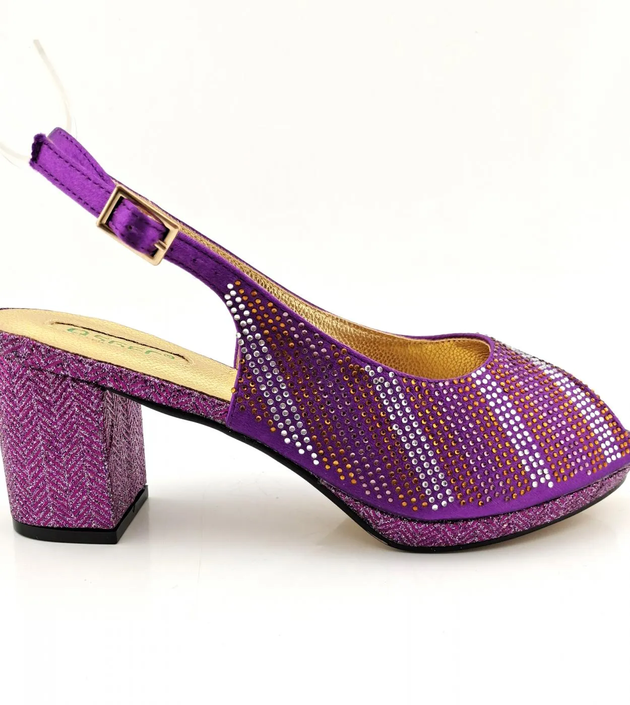 Scarpe da donna e set di borse da donna di vendita calda africana di vendita calda di colore viola stile di cristallo di moda el