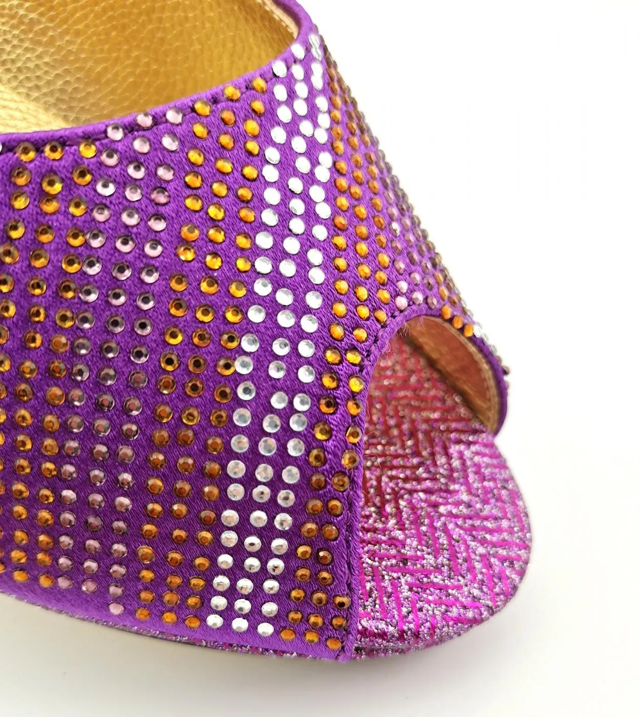 Scarpe da donna e set di borse da donna di vendita calda africana di vendita calda di colore viola stile di cristallo di moda el