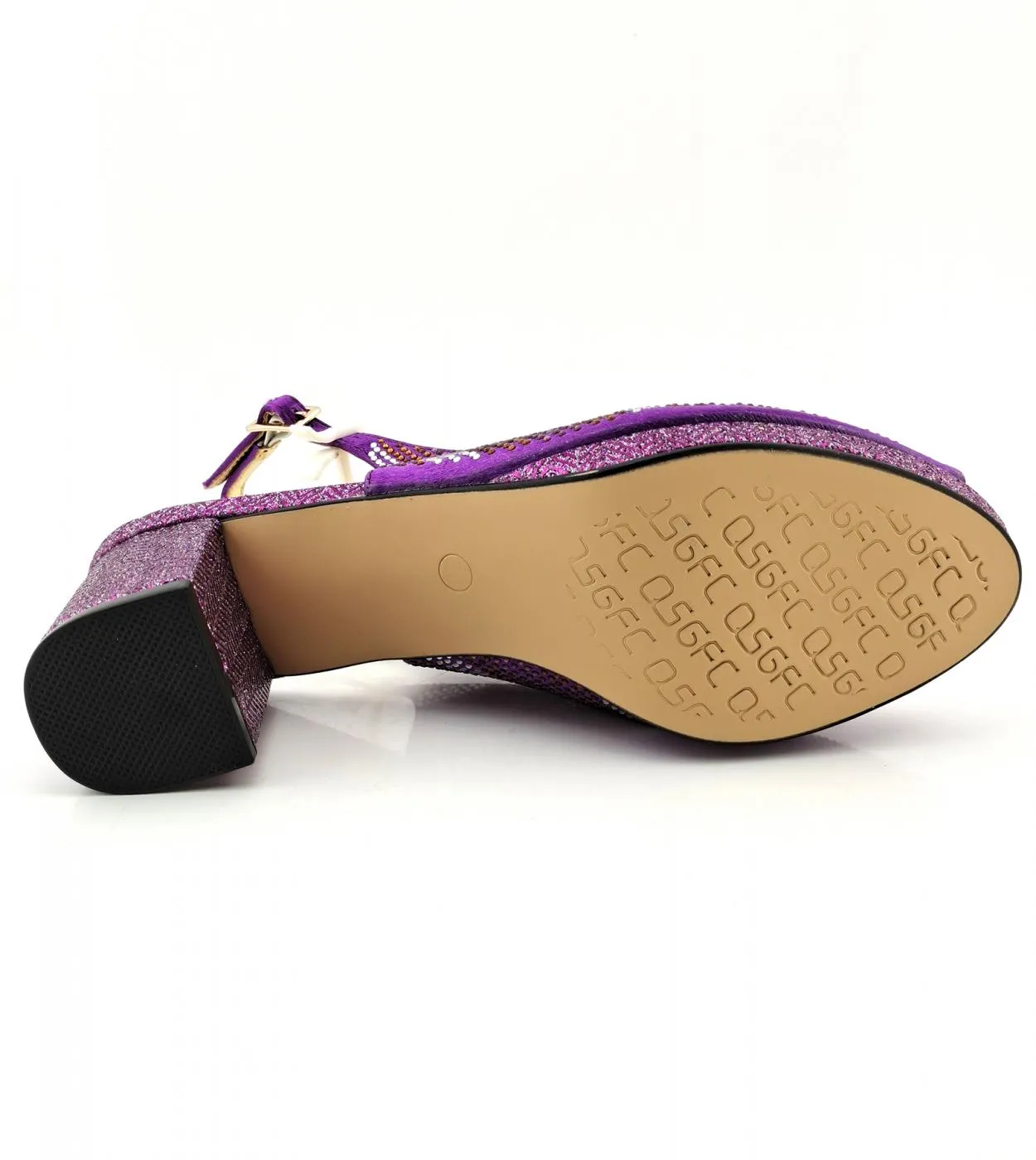 Scarpe da donna e set di borse da donna di vendita calda africana di vendita calda di colore viola stile di cristallo di moda el