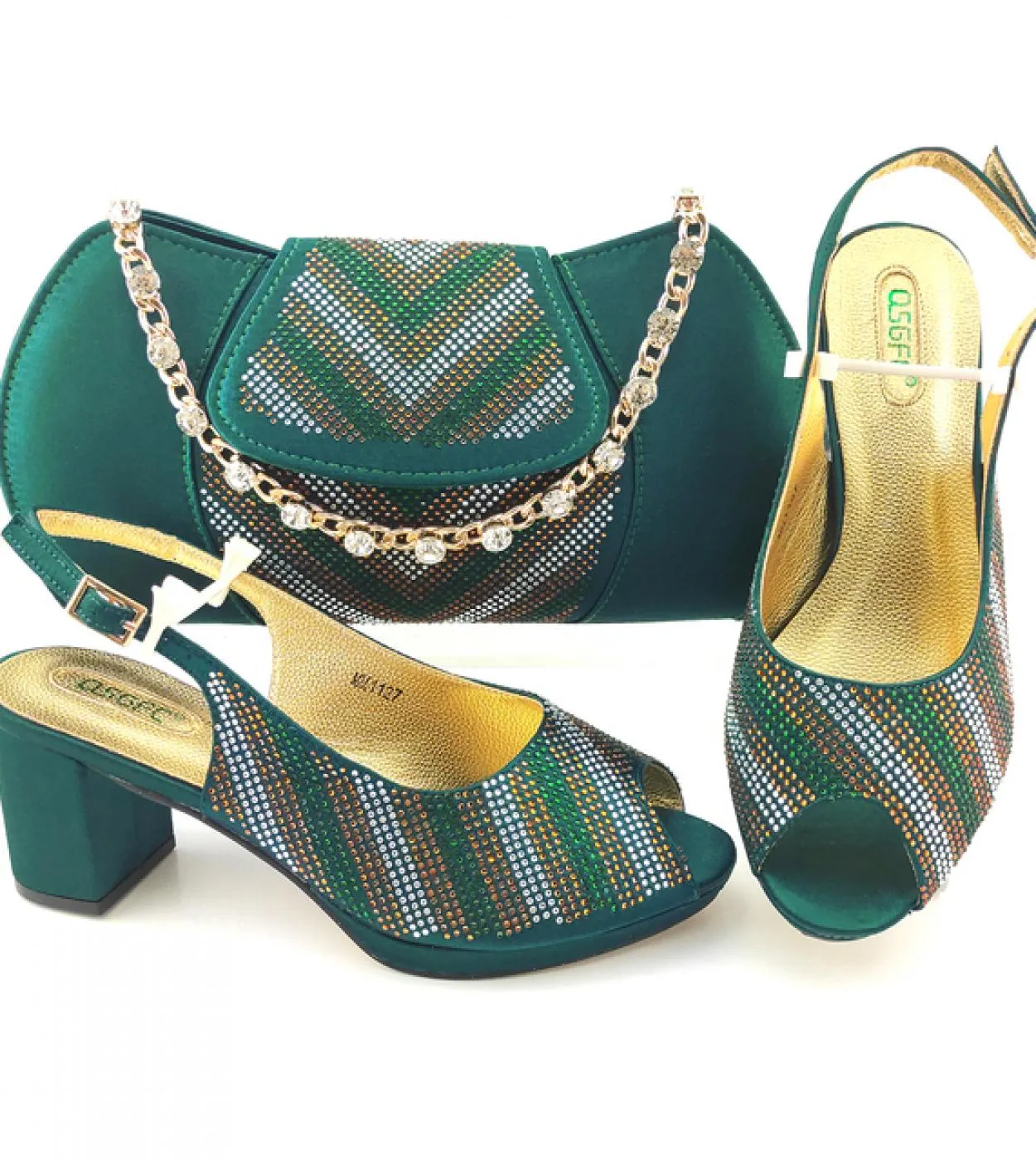 Scarpe da donna e set di borse da donna di vendita calda africana di vendita calda di colore viola stile di cristallo di moda el