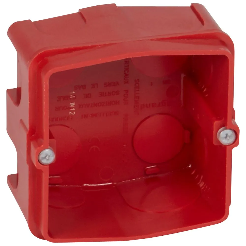 Scatola posteriore Legrand 0 801 85, 1 modulo, Plastica, Colore rosso, 87 x 86 x 50mm, IP20