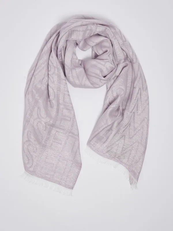 Sciarpa donna Twinset in jacquard lurex con logo all over Lilla