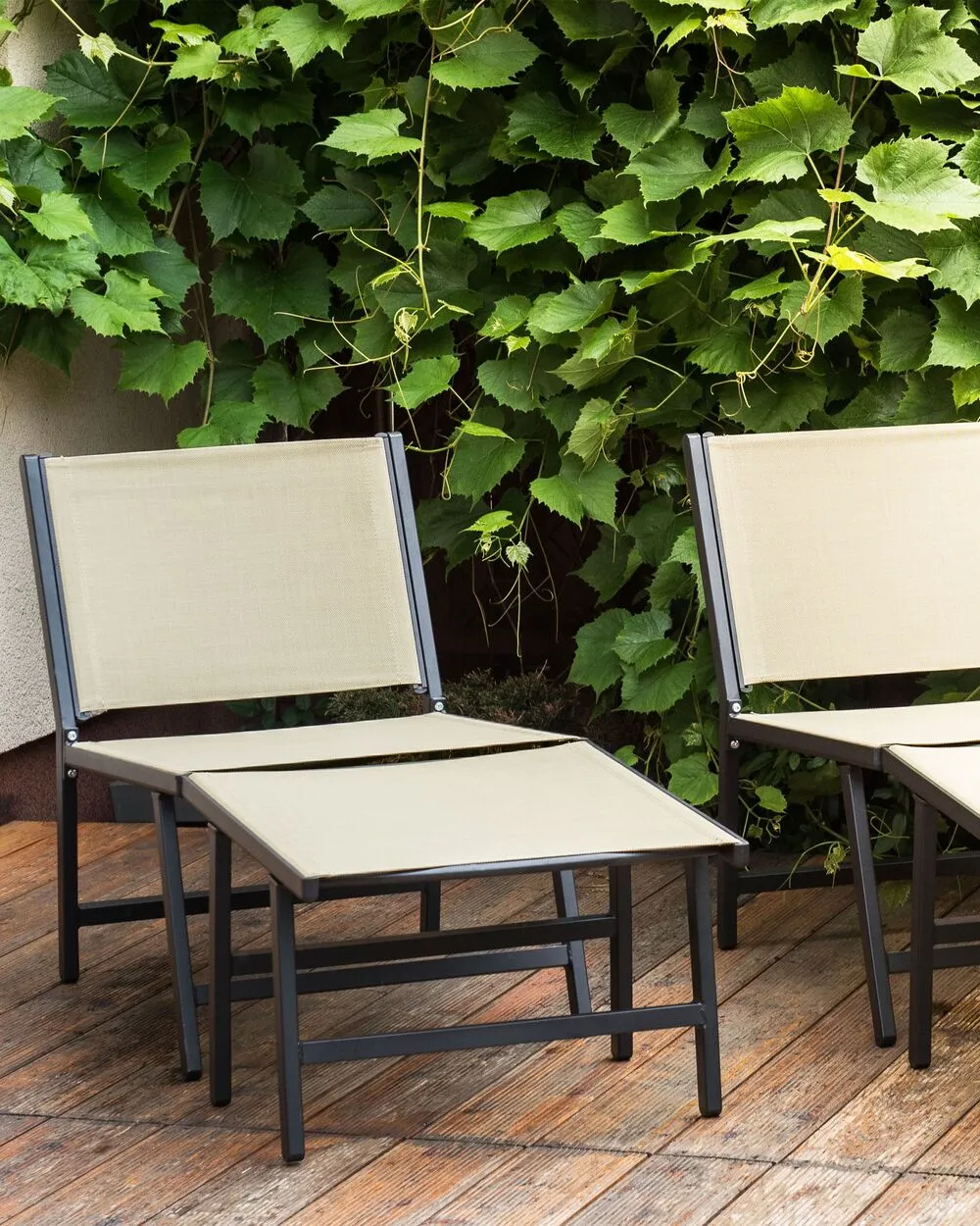 Sedia da giardino MARCEDDI con poggiapiedi Metallo Beige