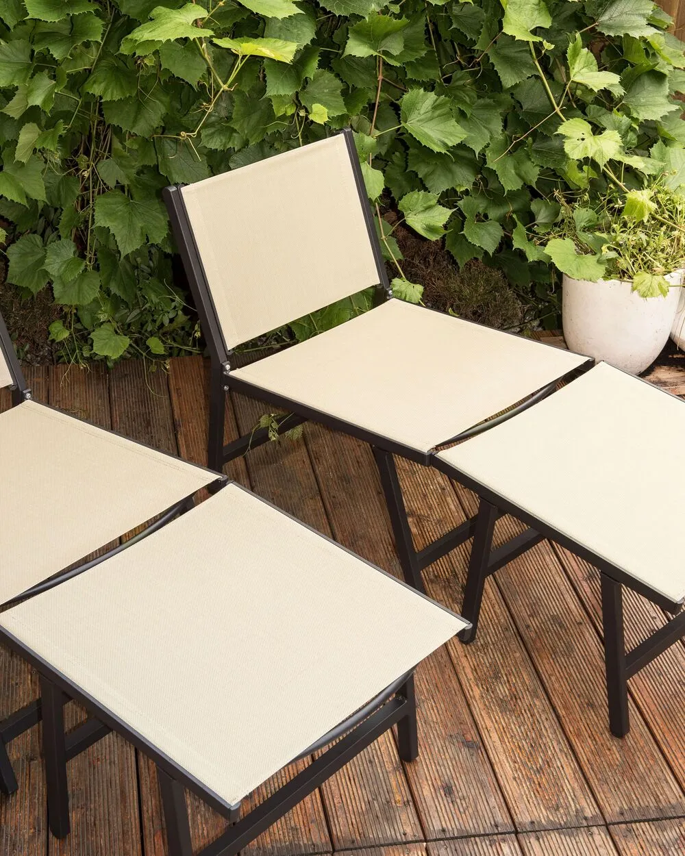 Sedia da giardino MARCEDDI con poggiapiedi Metallo Beige