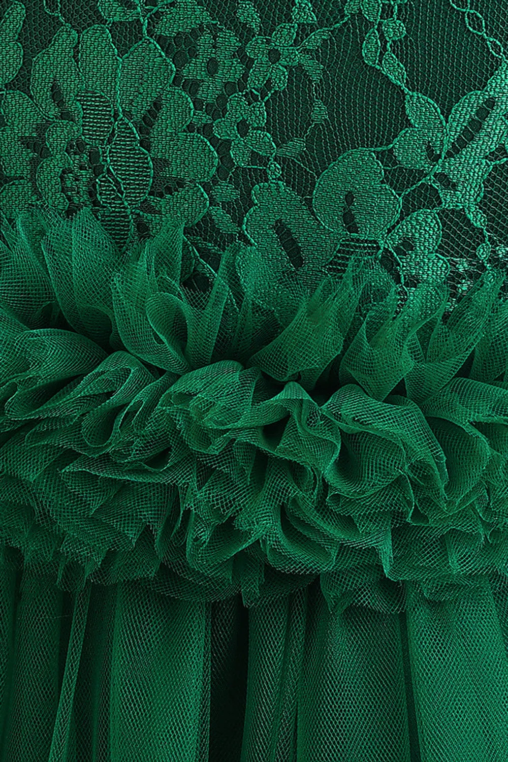 Senza maniche verde tulle Un vestito da ragazza di linea con pizzo