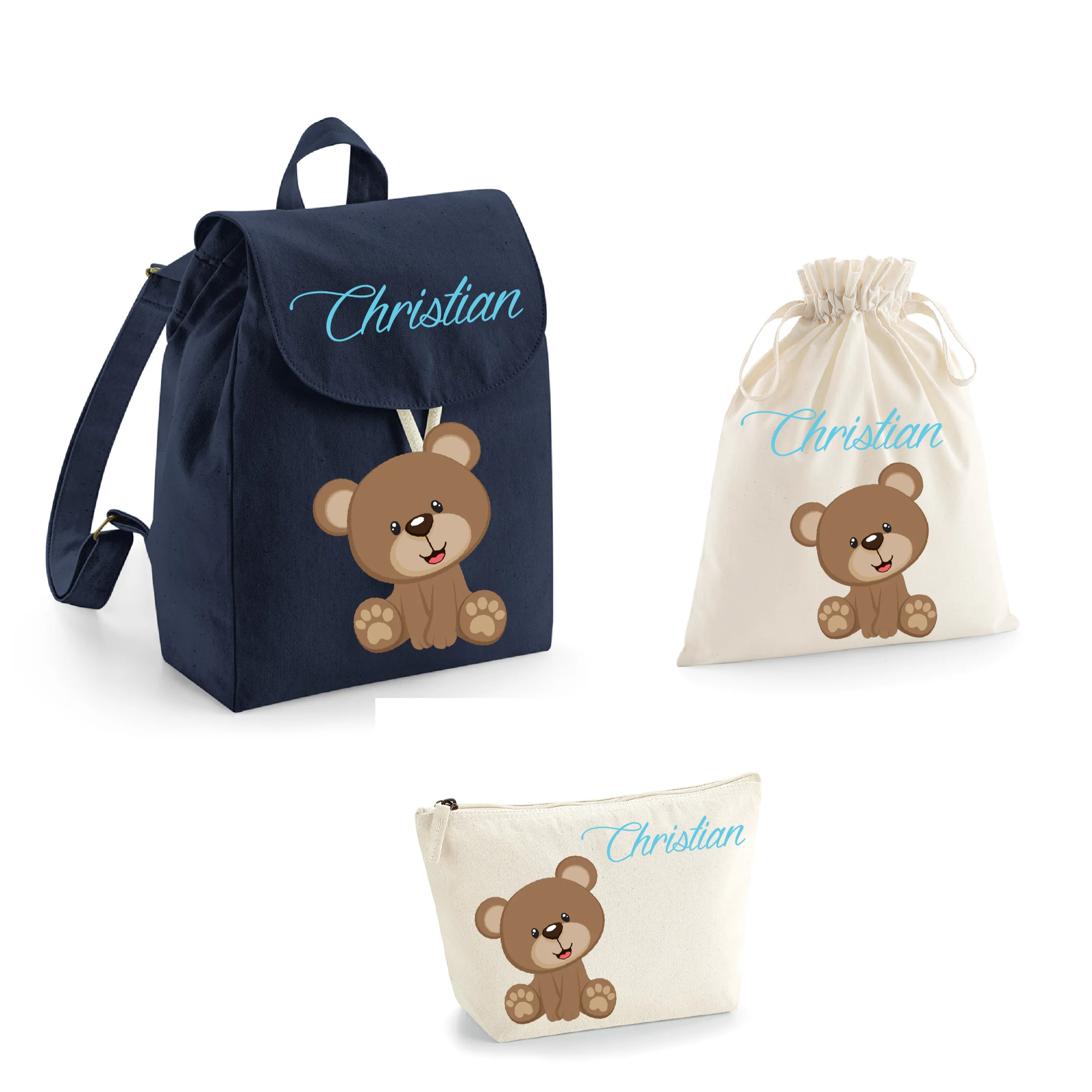 Set asilo Mini Zaino, Sacchetto cambi e beauty Orsetto