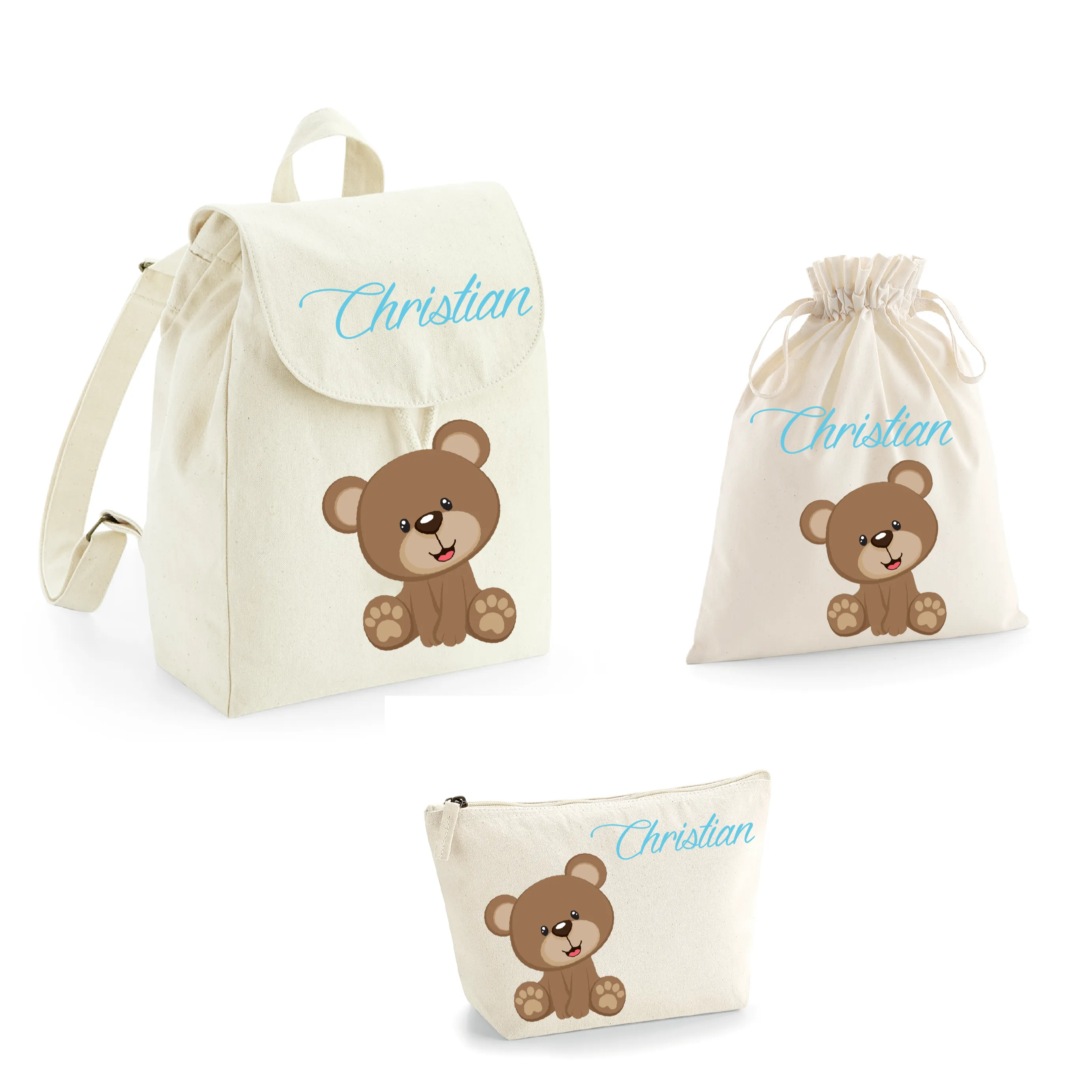 Set asilo Mini Zaino, Sacchetto cambi e beauty Orsetto