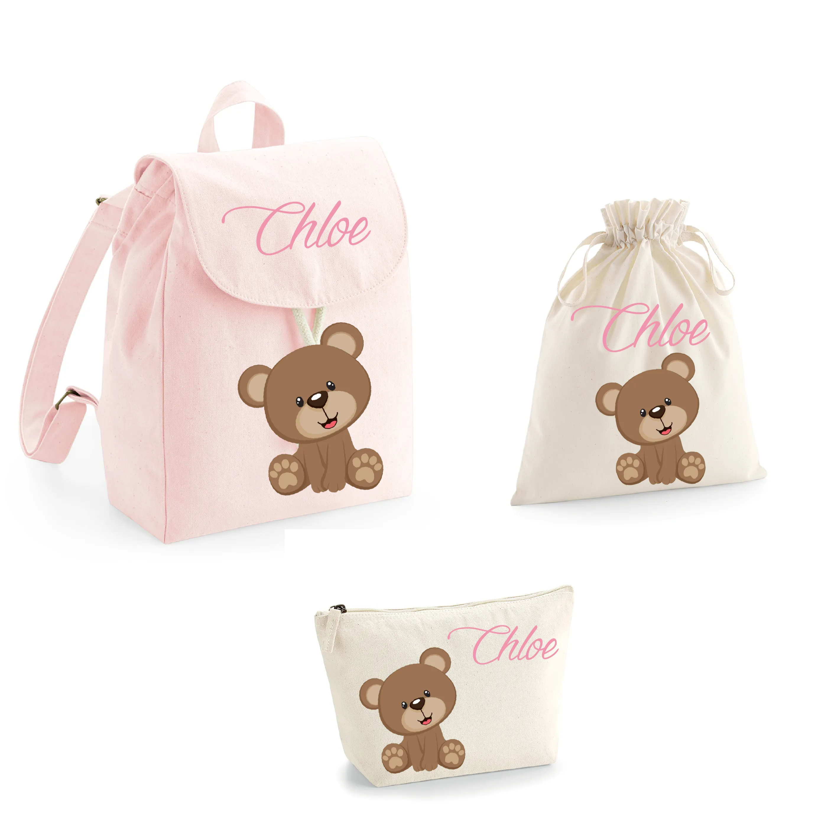 Set asilo Mini Zaino, Sacchetto cambi e beauty Orsetto