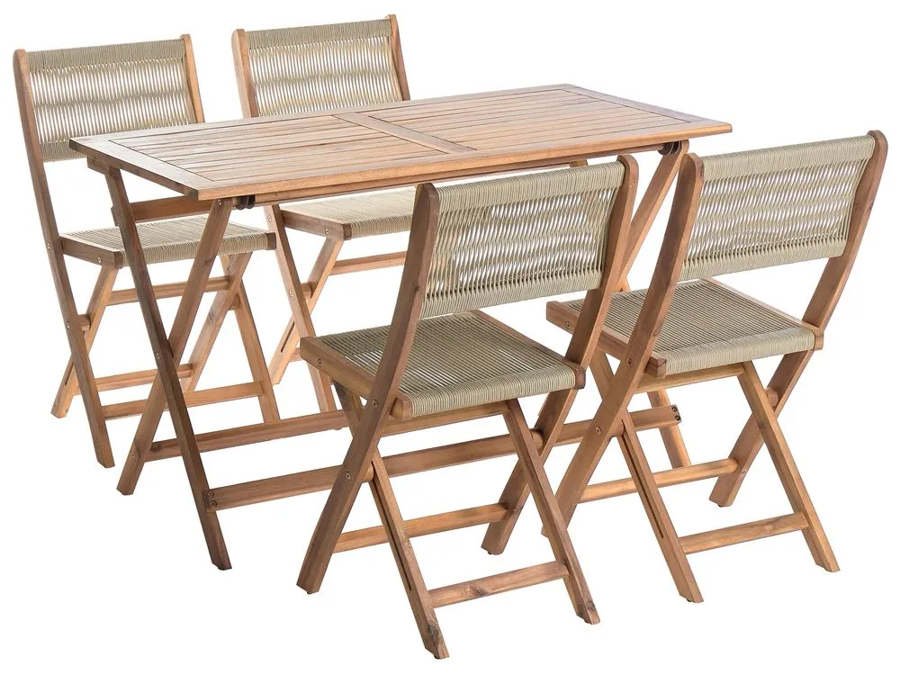Set da pranzo da giardino 4 posti PROSSEDI Legno d'acacia Beige