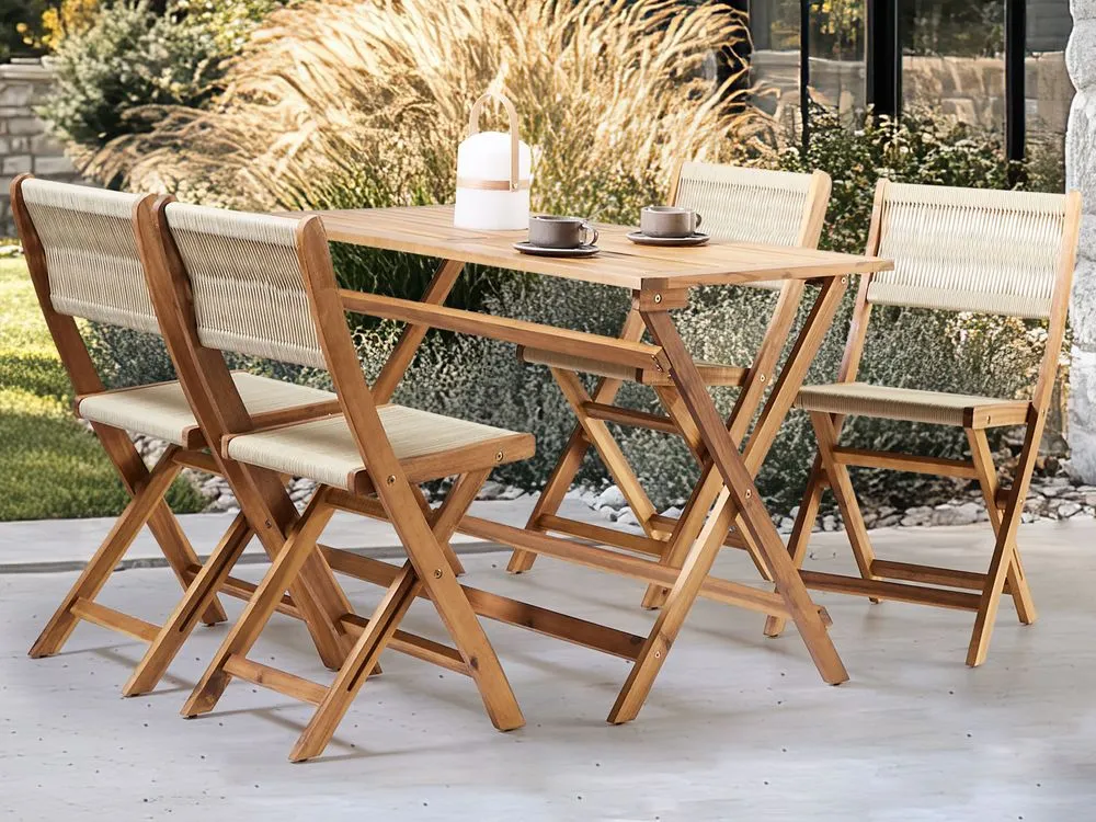 Set da pranzo da giardino 4 posti PROSSEDI Legno d'acacia Beige