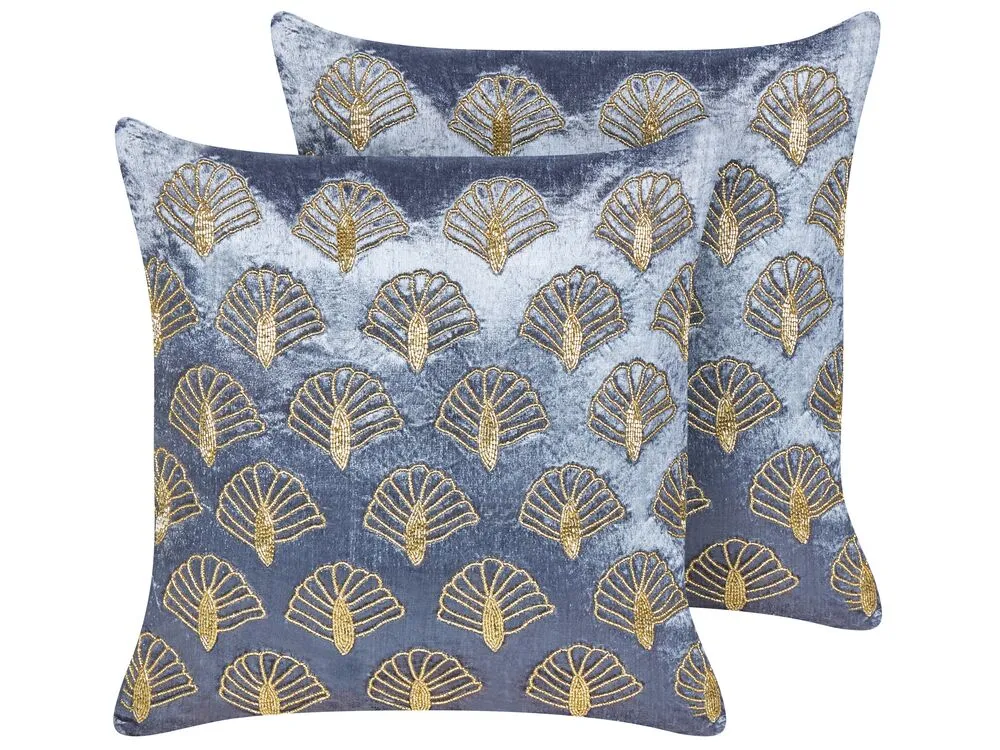 Set di 2 cuscini PANDOREA Velluto 45 x 45 cm Viola Trama geometrica