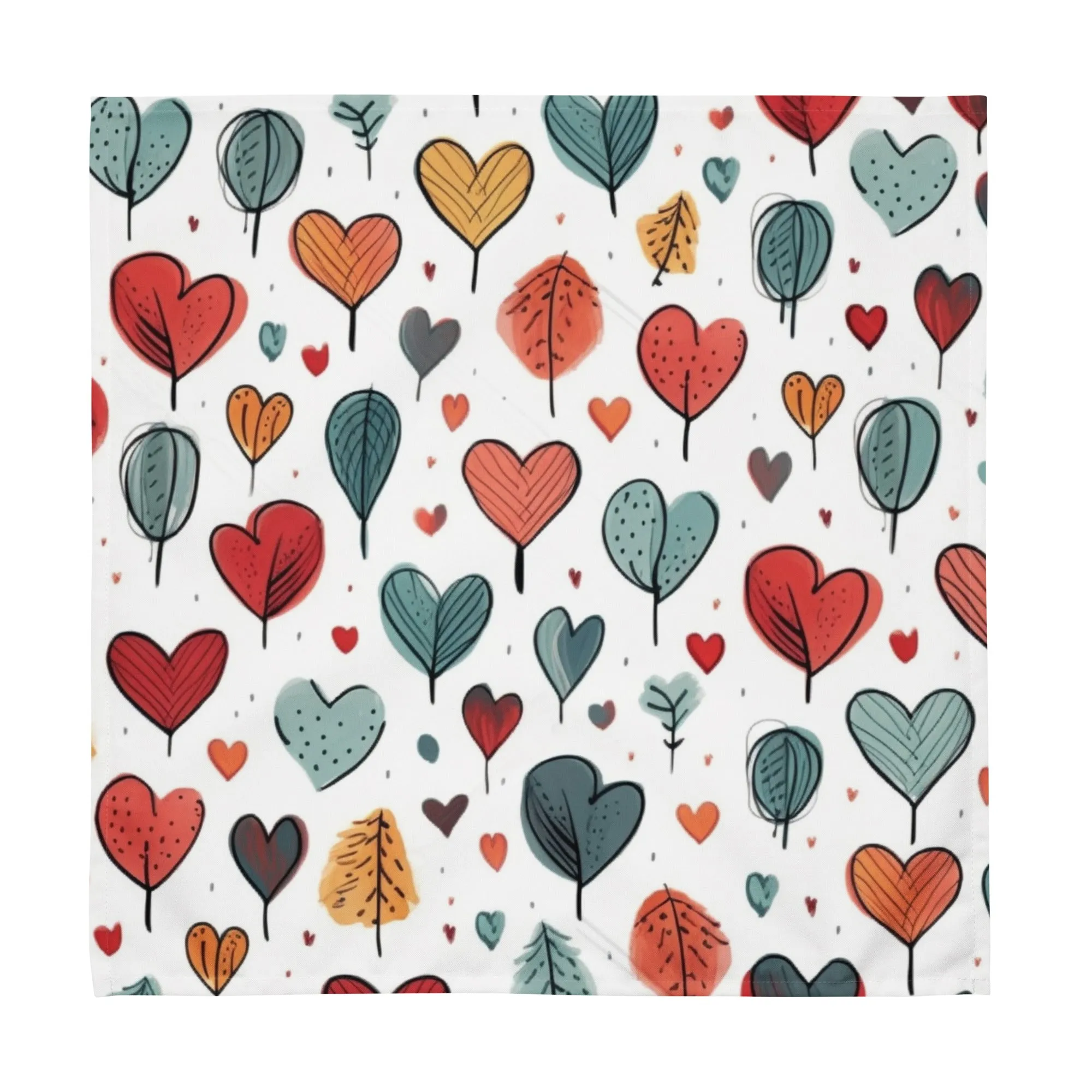 Set di 4 tovaglioli in tessuto con cuori colorati