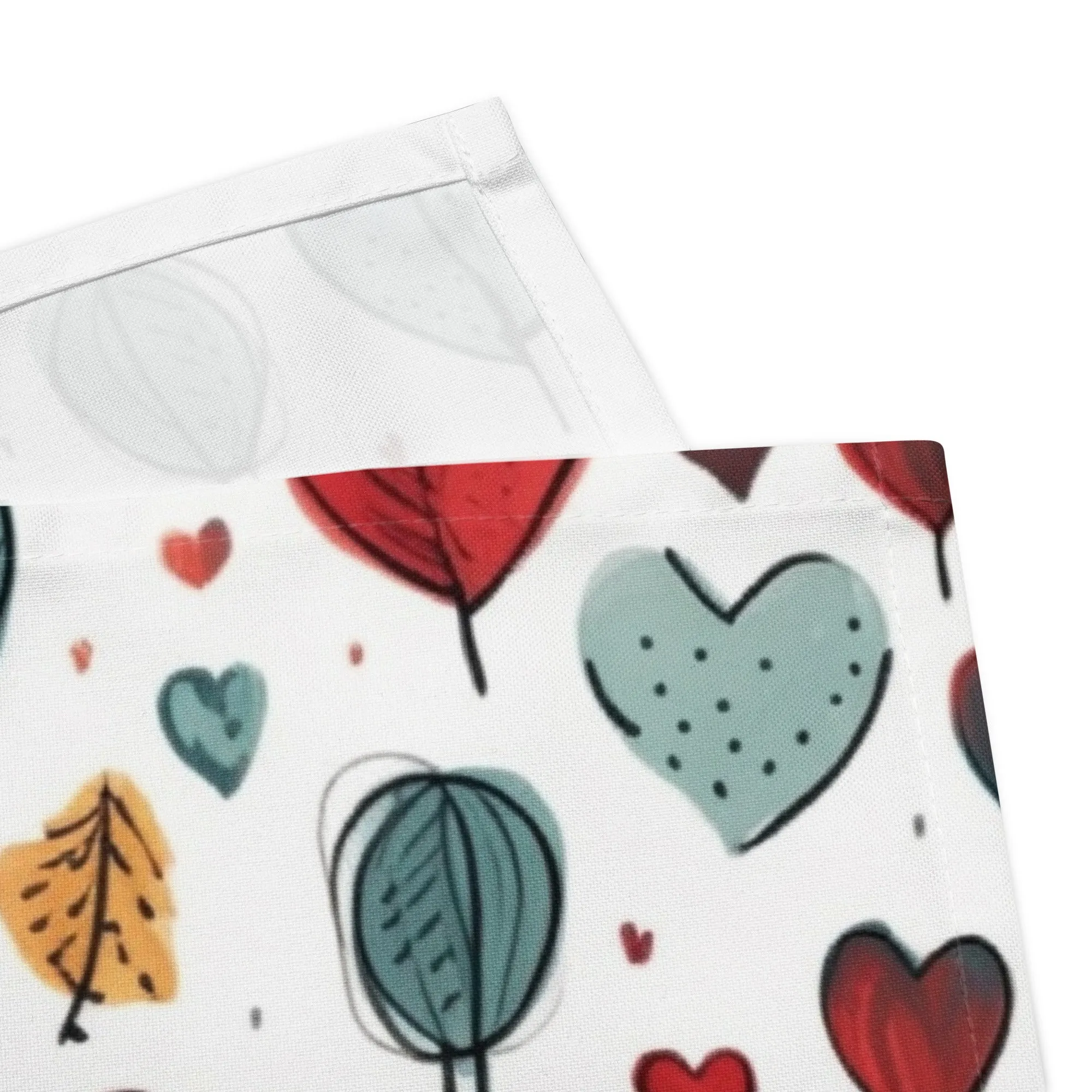 Set di 4 tovaglioli in tessuto con cuori colorati