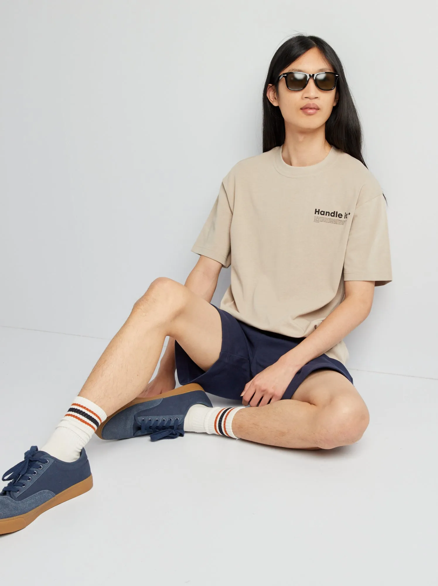 Shorts in tessuto felpato con tasche con zip - NERO