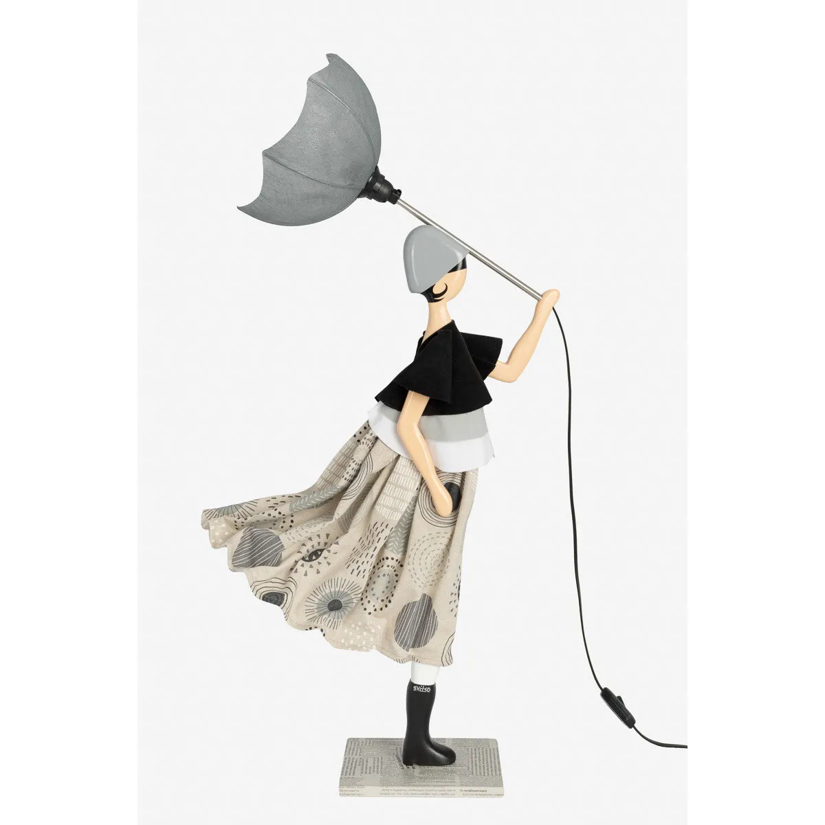Skitso  Lampada da tavolo in legno e paralume in tessuto "Little Girl" Salomi Gold - 60W