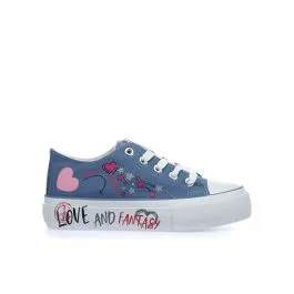Sneakers blu in tessuto con disegni