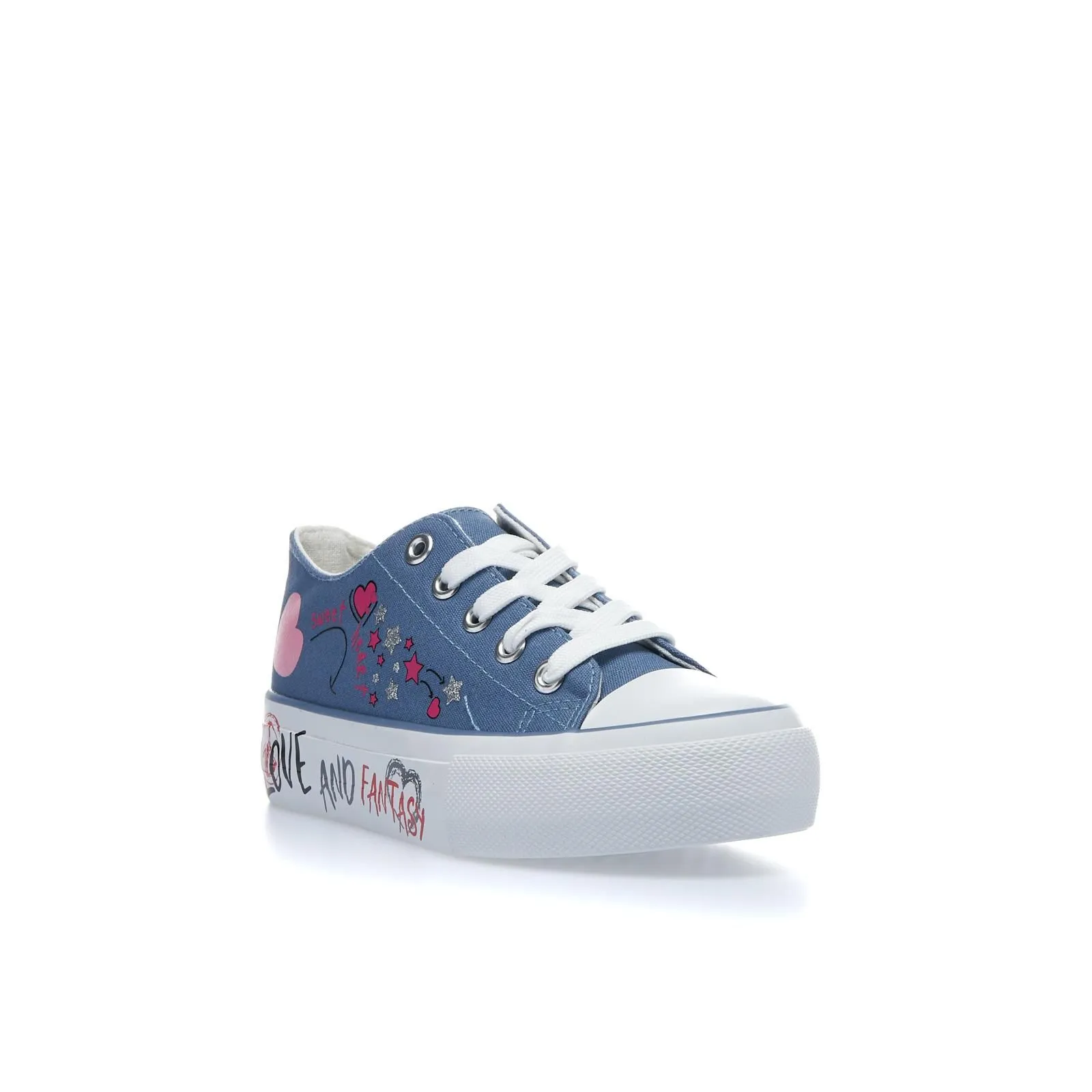 Sneakers blu in tessuto con disegni