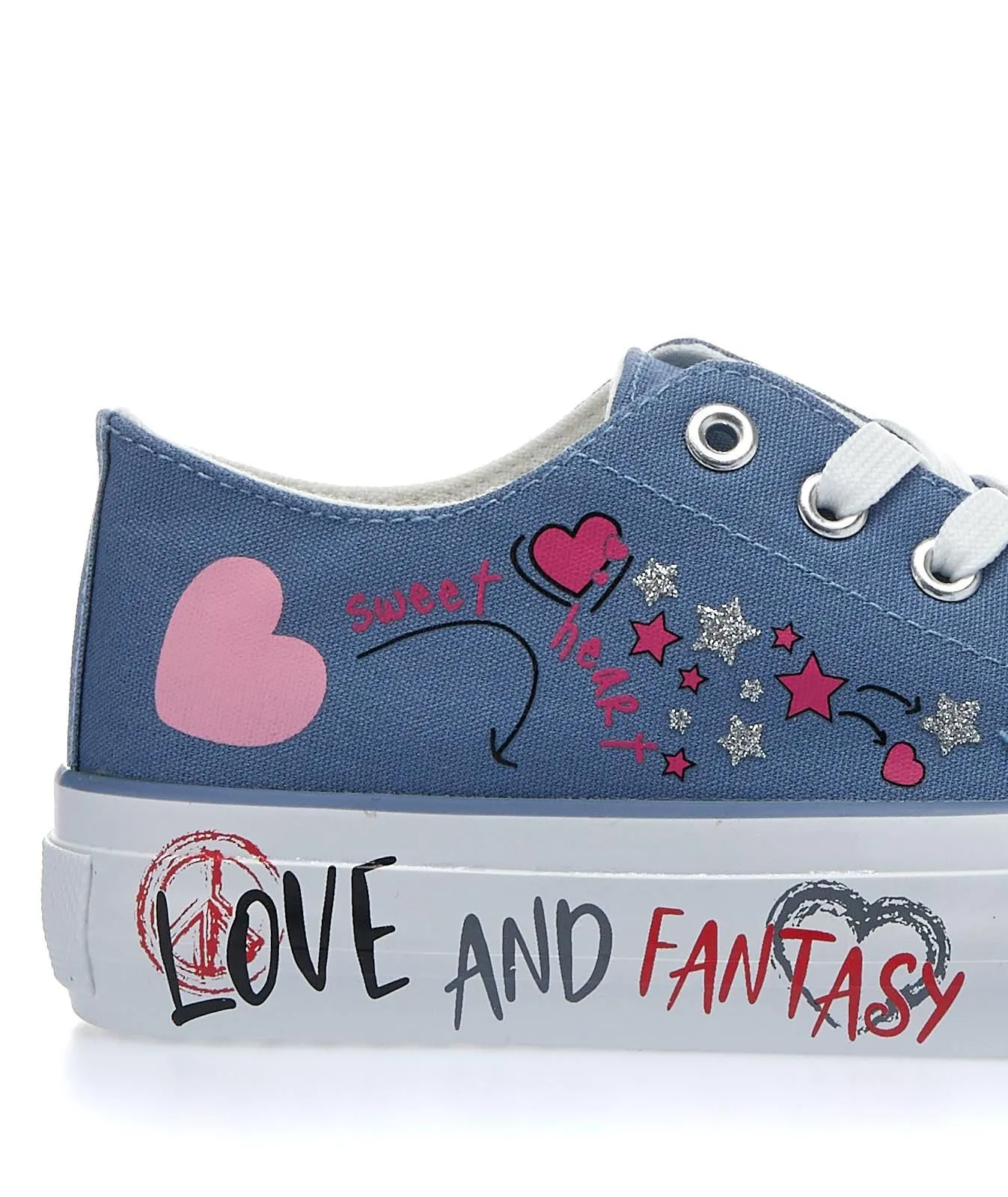 Sneakers blu in tessuto con disegni