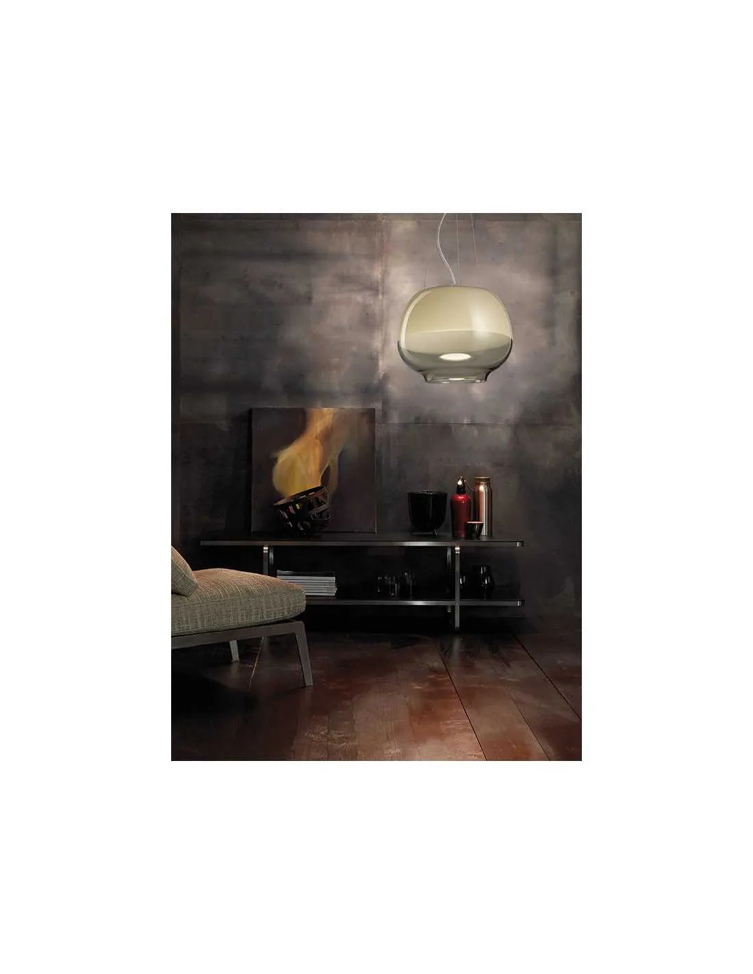 Sospensione Vistosi Mirage SP con vetro soffiato Bianco e Trasparente, Sistema LED Integrato 19,5W, Luce Calda, MADE IN ITALY