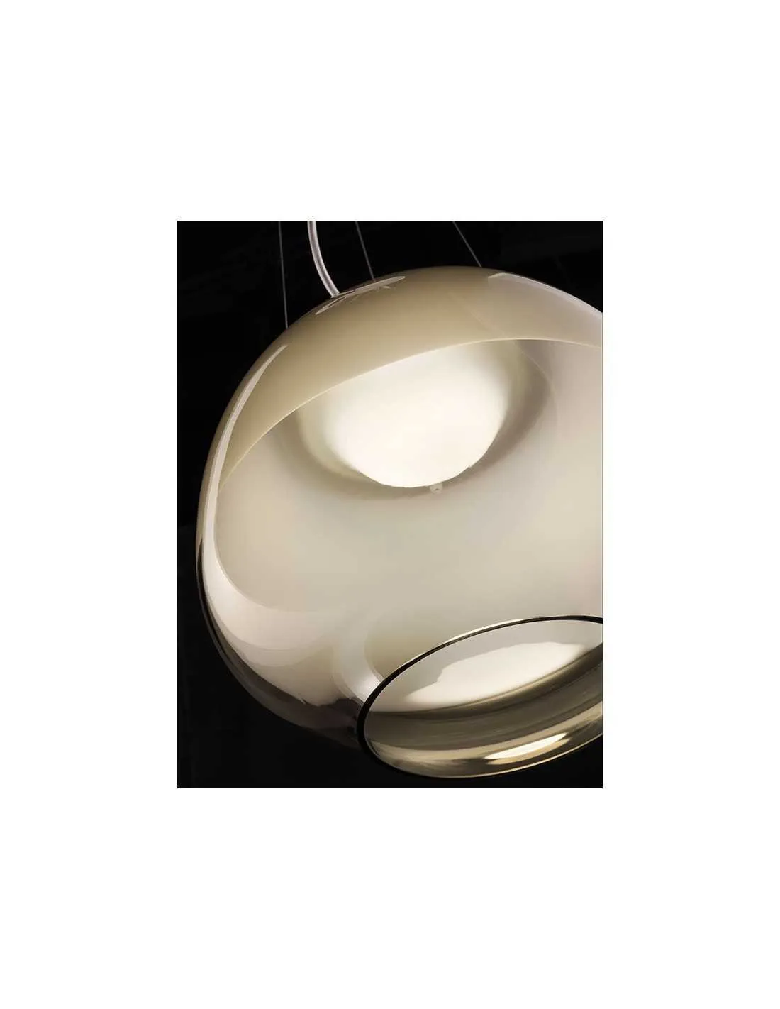 Sospensione Vistosi Mirage SP con vetro soffiato Bianco e Trasparente, Sistema LED Integrato 19,5W, Luce Calda, MADE IN ITALY