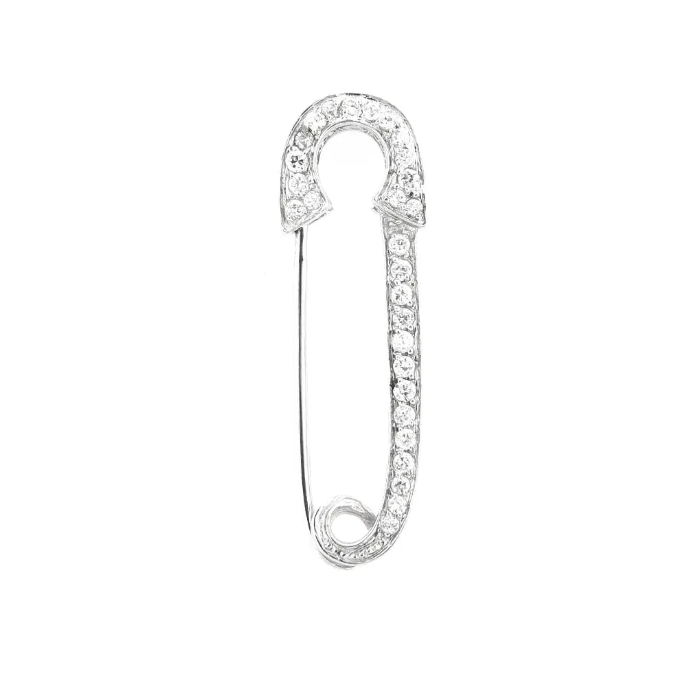 Spilla da Balia Donna in Oro Bianco e Zirconi